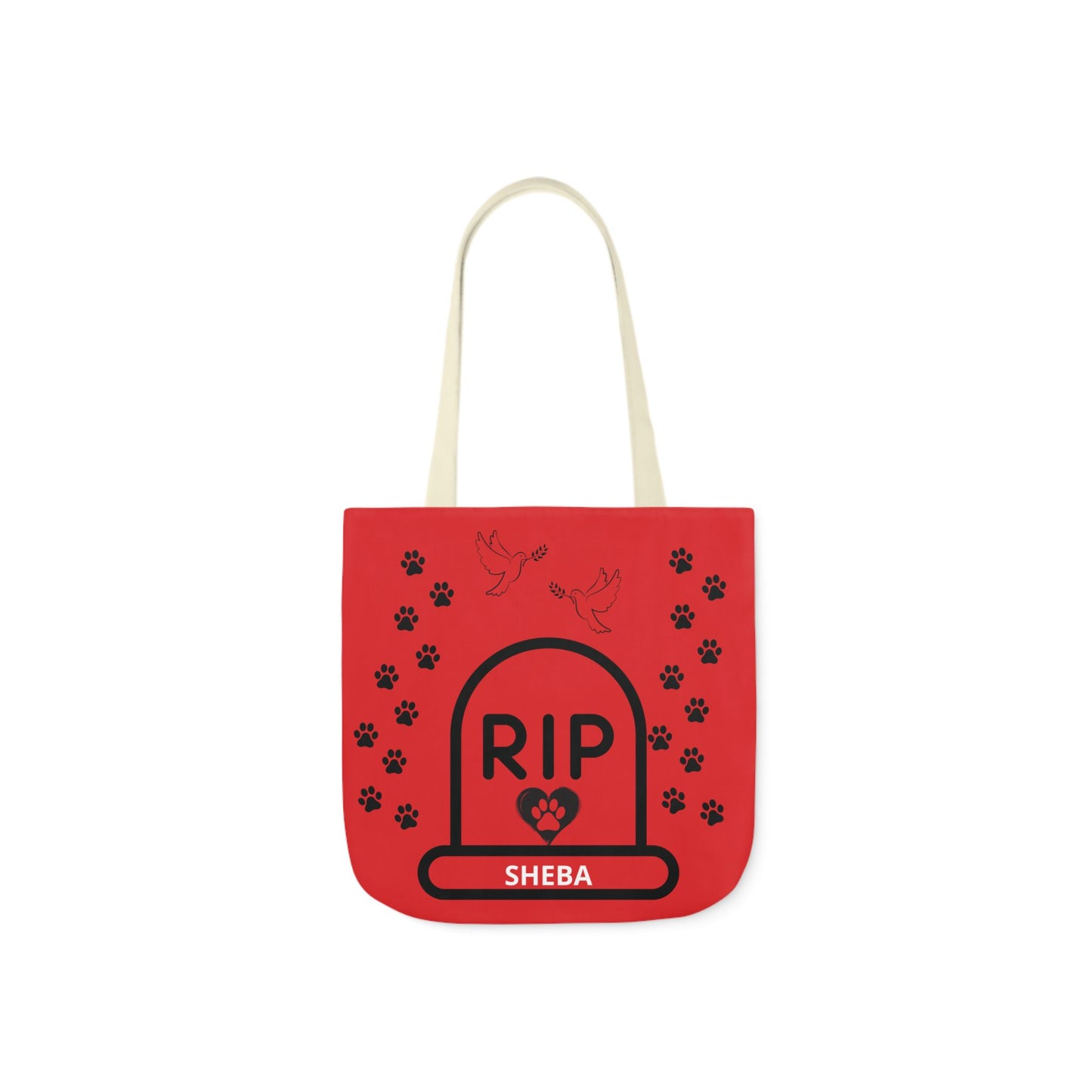 Red and Black Personalized Dog Memorial Canvas Tote Bag