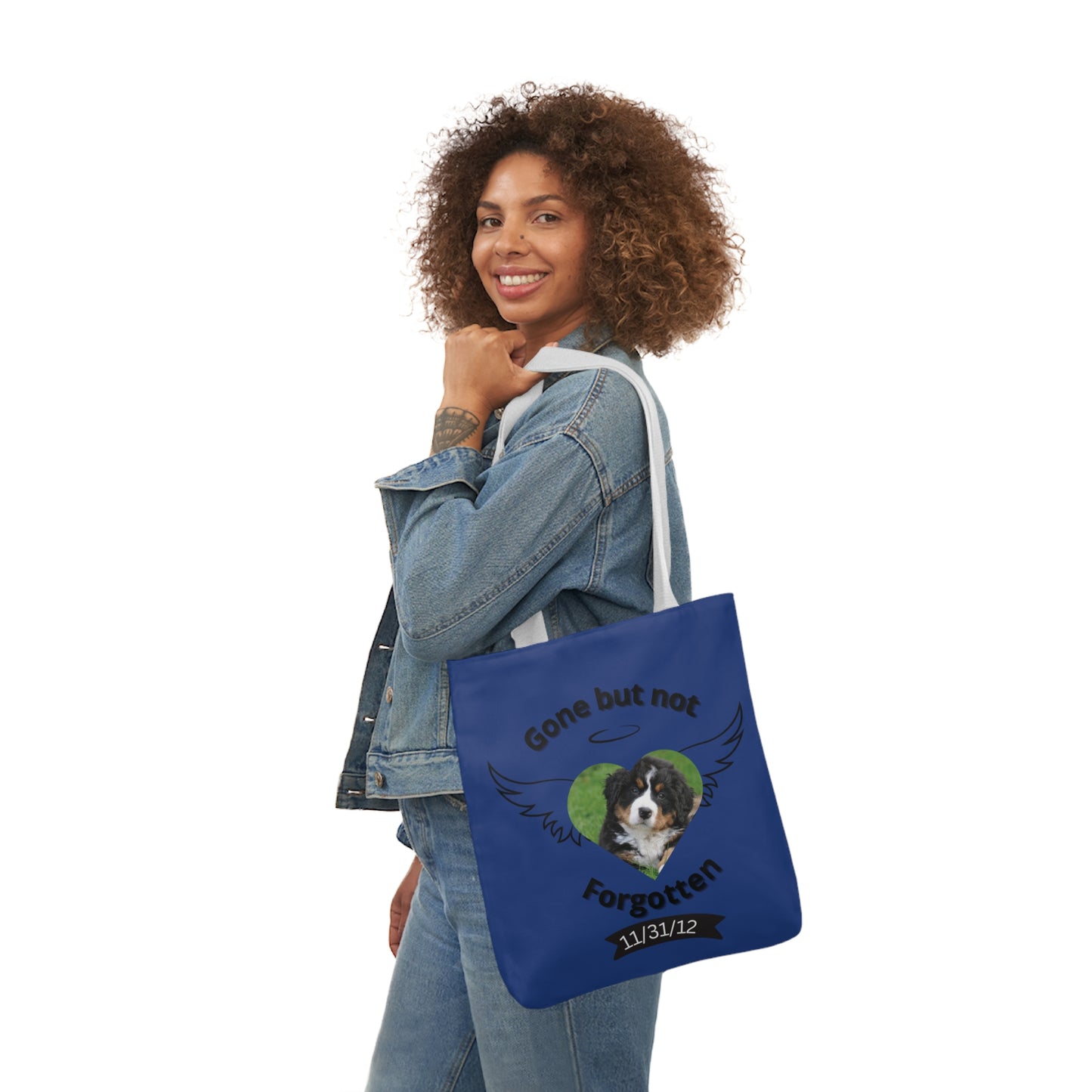 Blue Personalized Dog Memorial Tote Bag