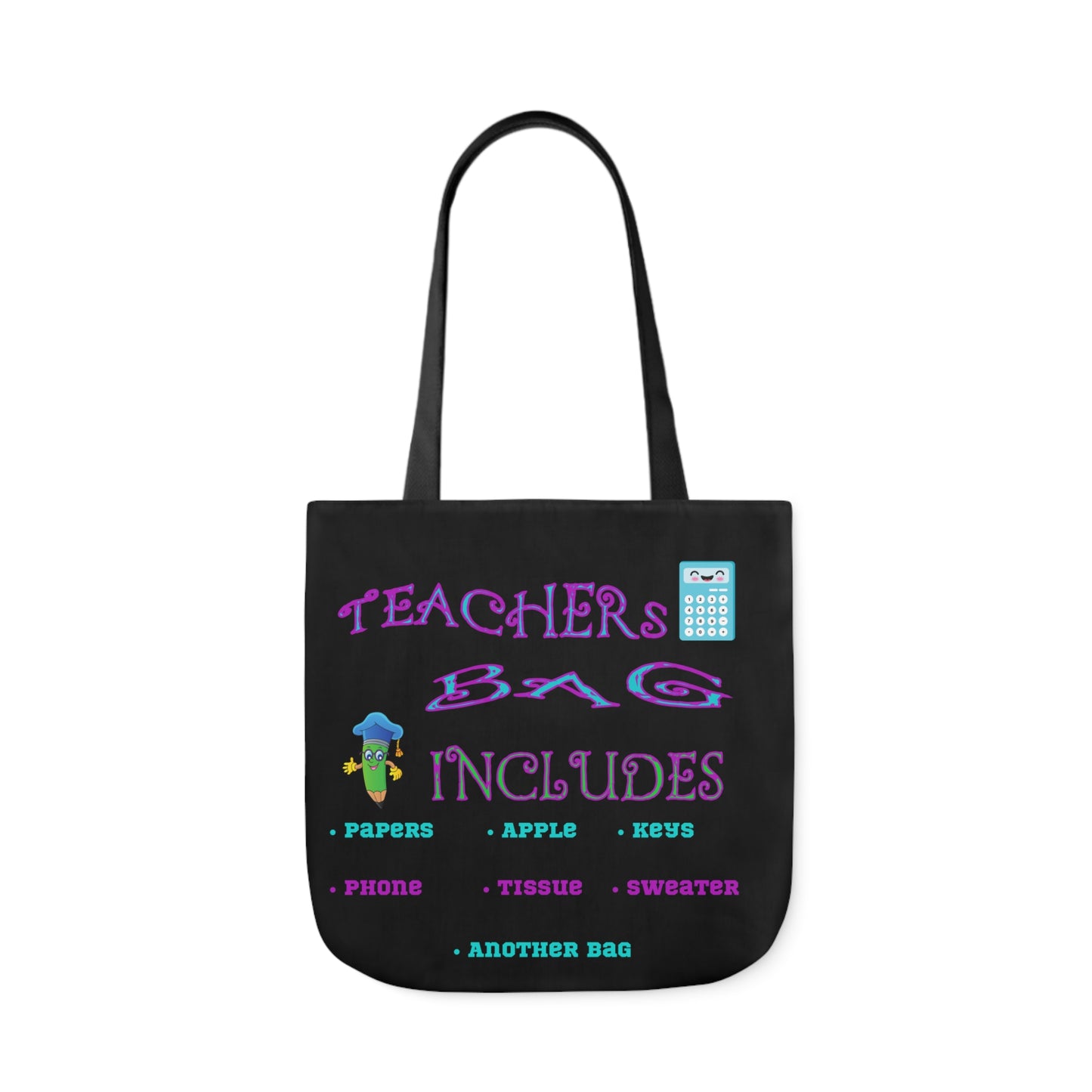 Teachers Canvas Tote Bag, 5-Color Straps