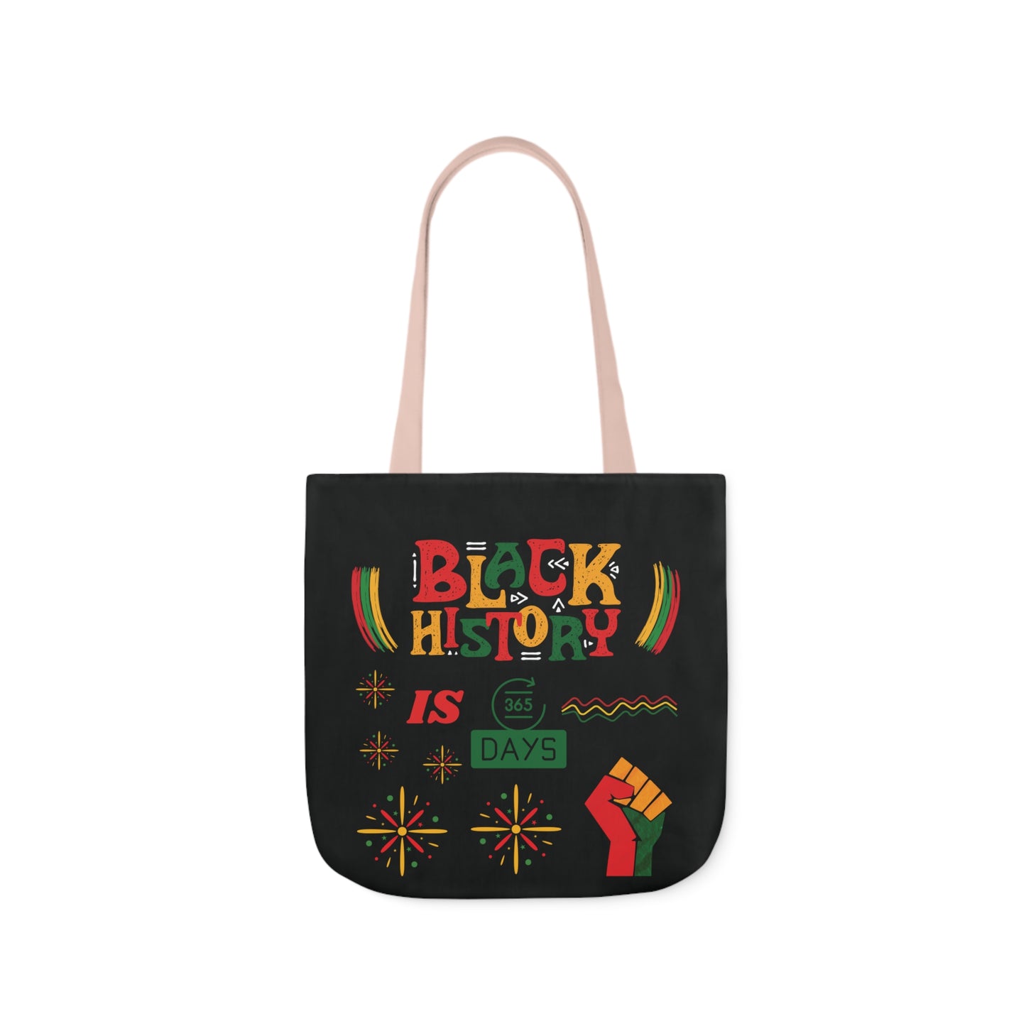 Black, Black History Graphic Design Canvas Tote Bag, 5-Color Straps