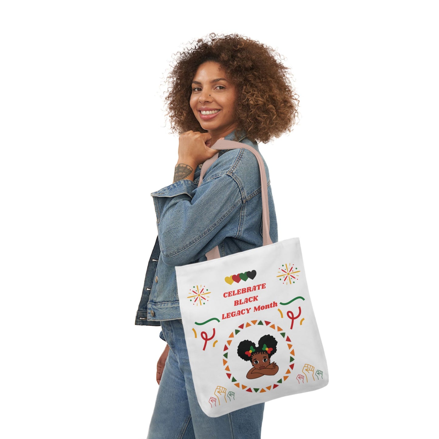White Graphic Canvas Tote Bag