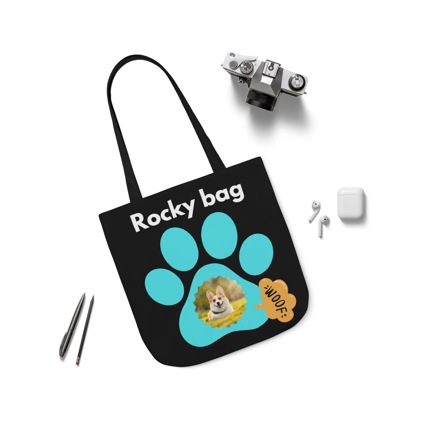 Black Personalized Dog lovers Tote Bag