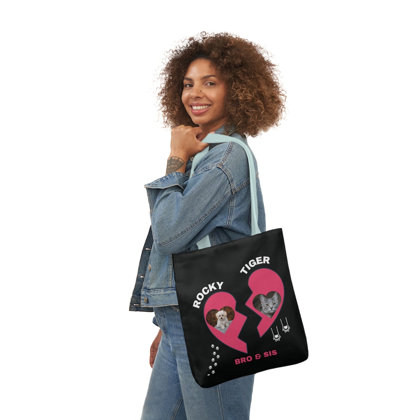 Canvas Tote Bag, Personalized Cat and Dog Design
