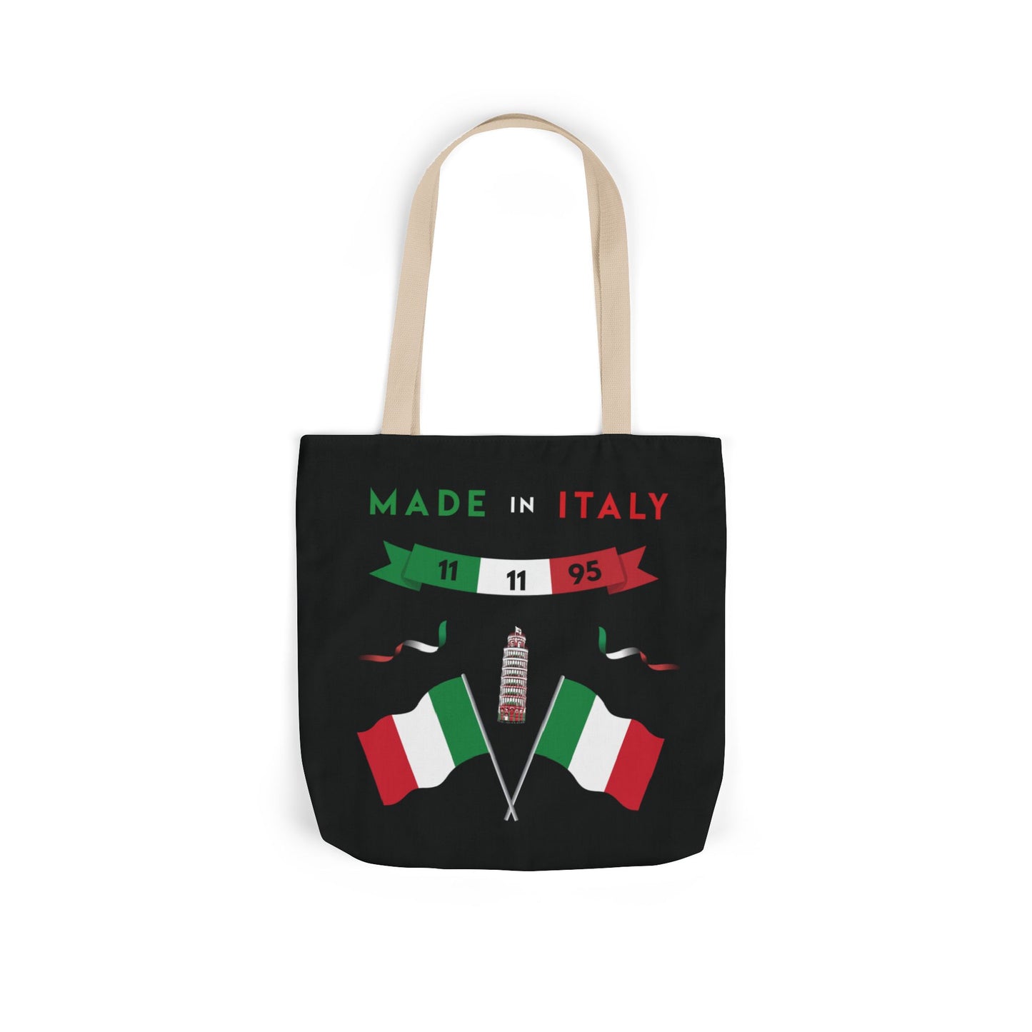 Black Canvas Tote Bag - Italy Theme