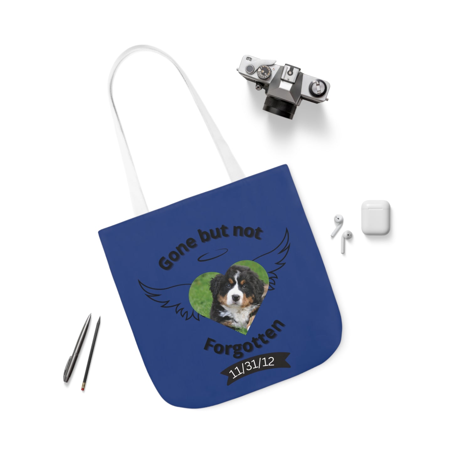 Blue Personalized Dog Memorial Tote Bag