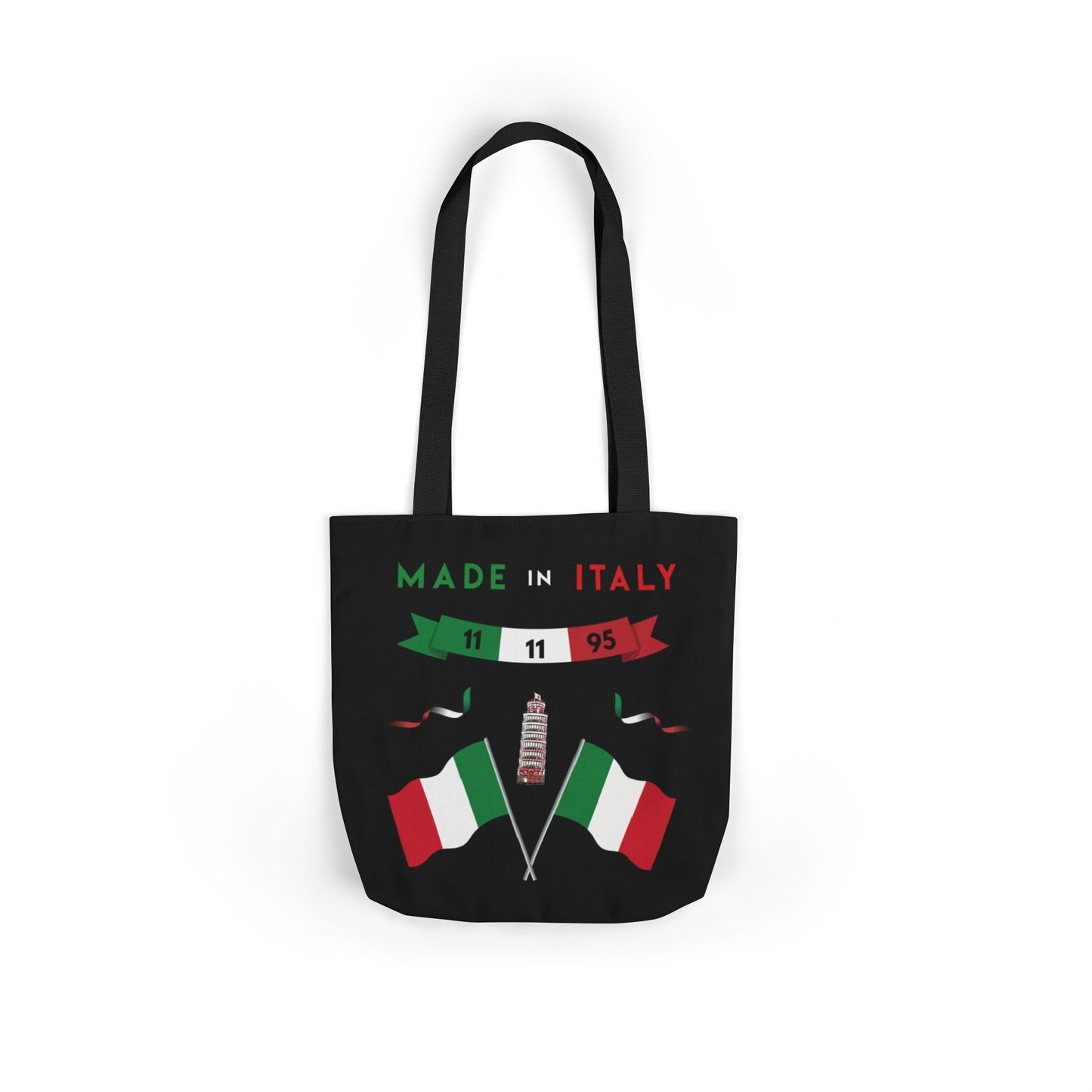 Black Canvas Tote Bag - Italy Theme