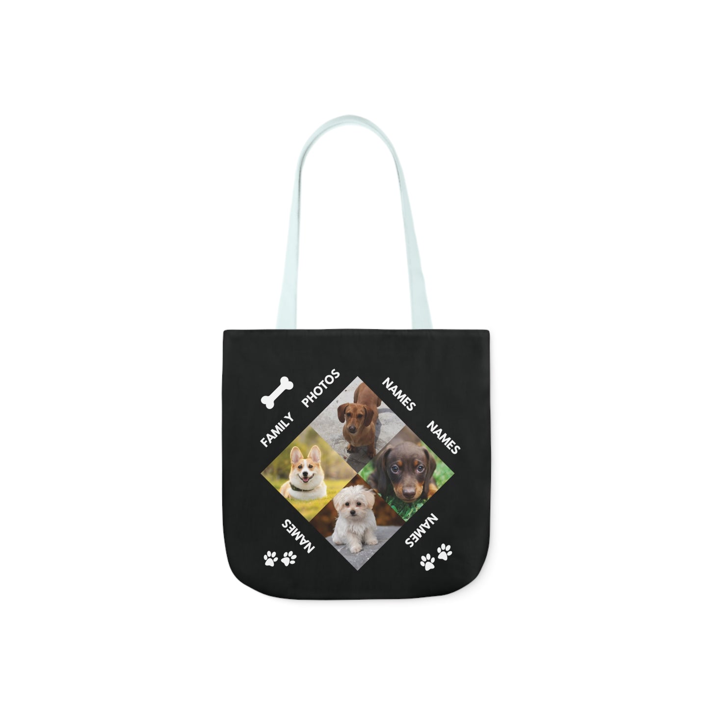 Black Personalized Dog Family Canvas Tote Bag