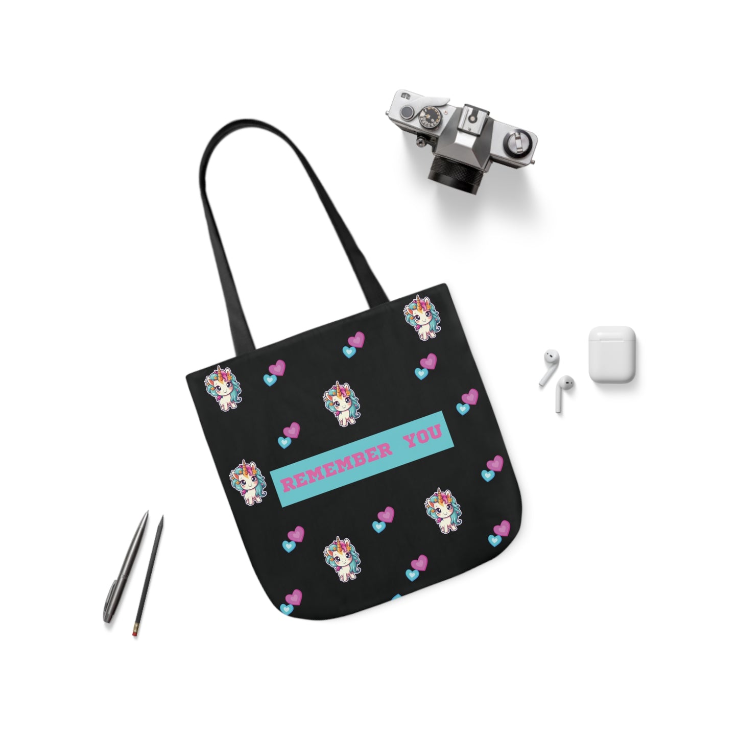 Unicorn Canvas Tote Bag, 5-Color Straps