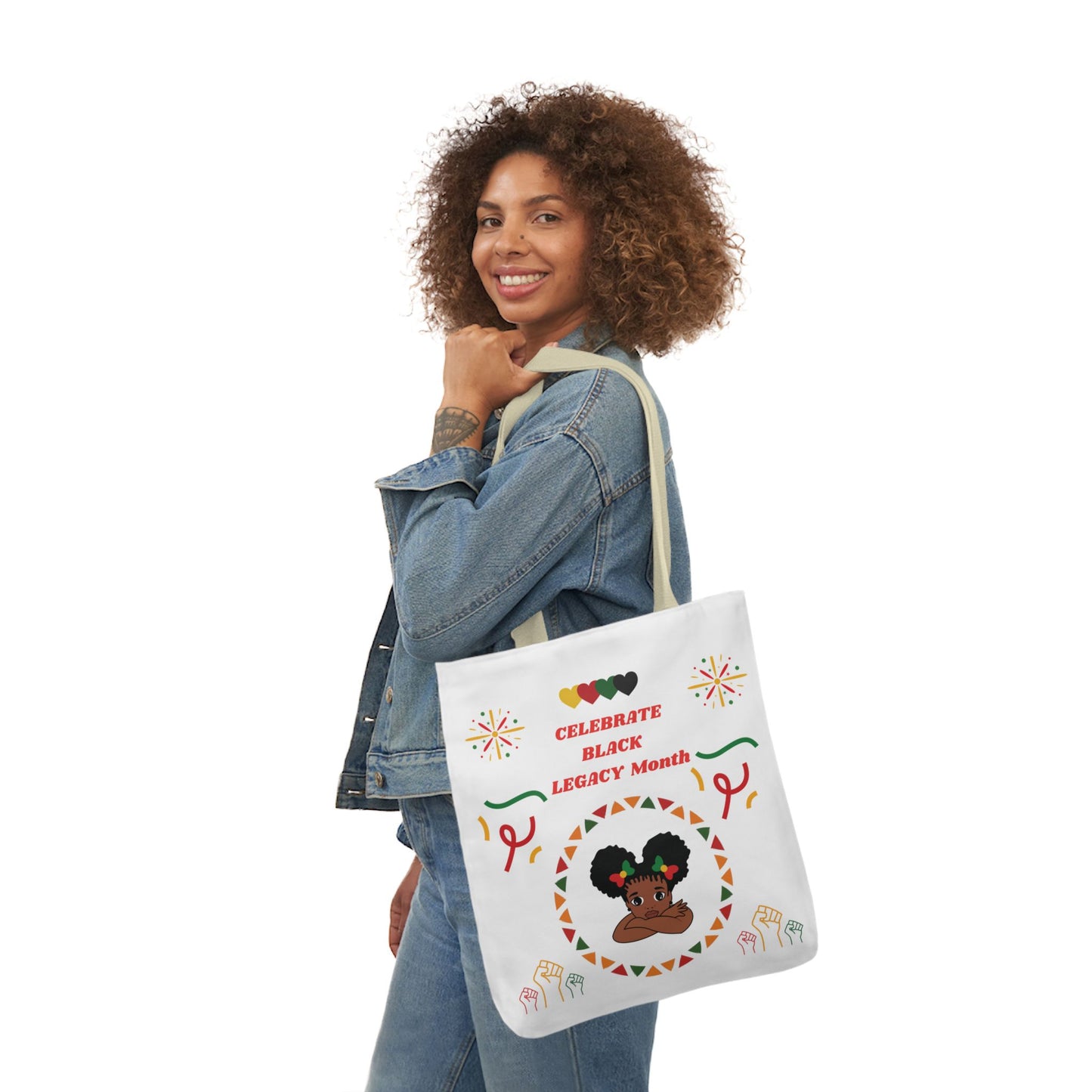 White Graphic Canvas Tote Bag