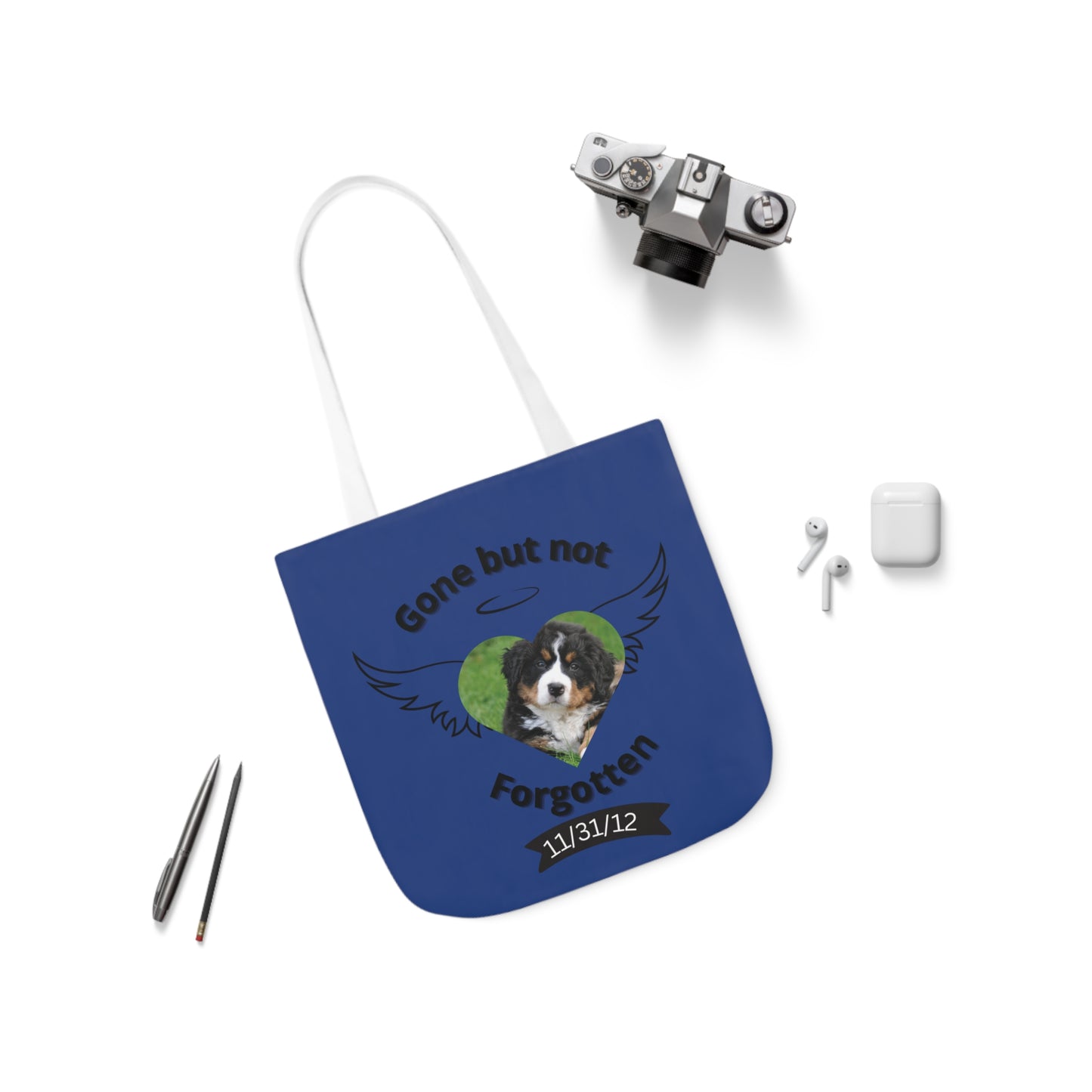 Blue Personalized Dog Memorial Tote Bag