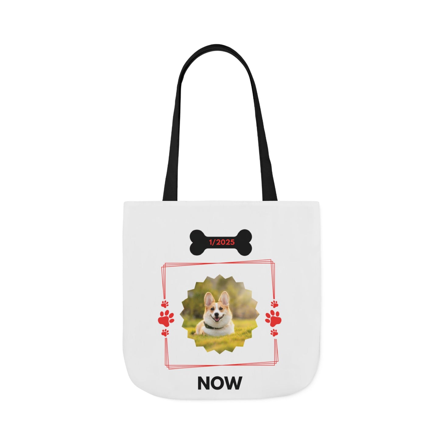 Personalized Dog Before and Now Photos White Canvas Tote Bag