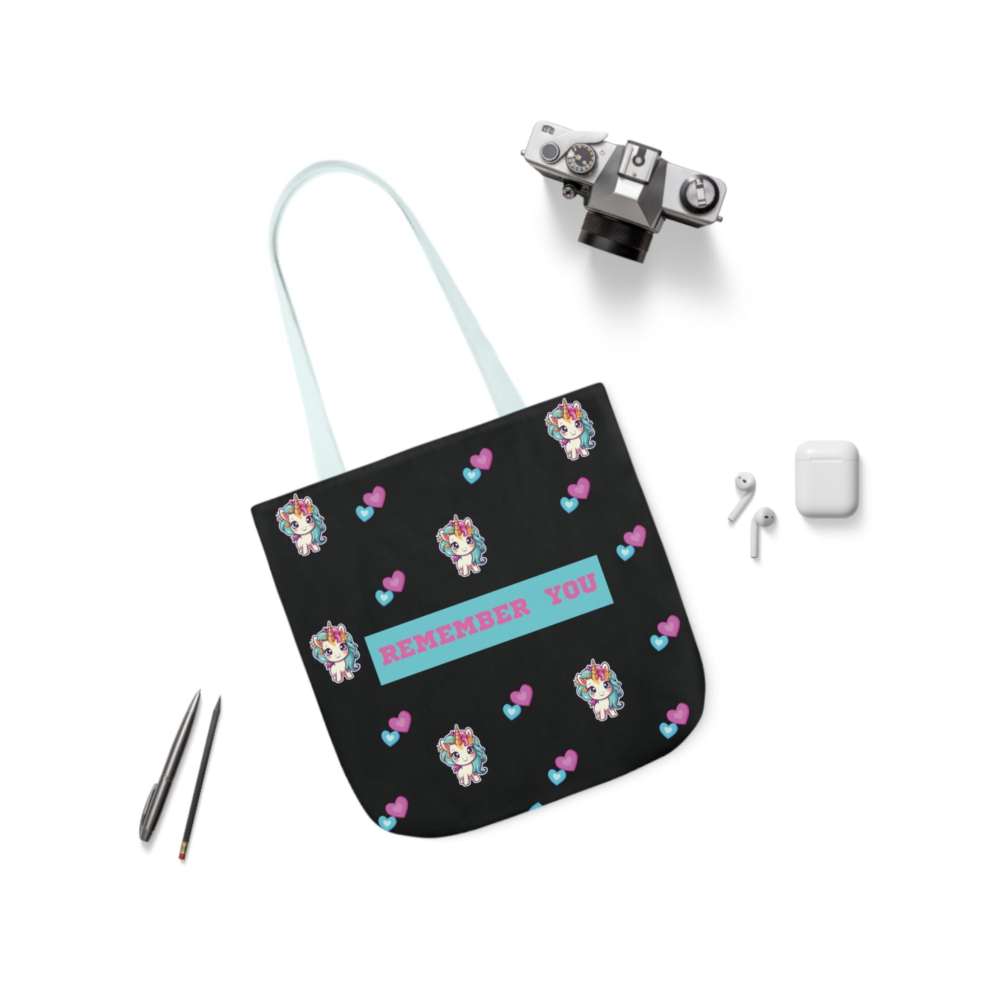 Unicorn Canvas Tote Bag, 5-Color Straps