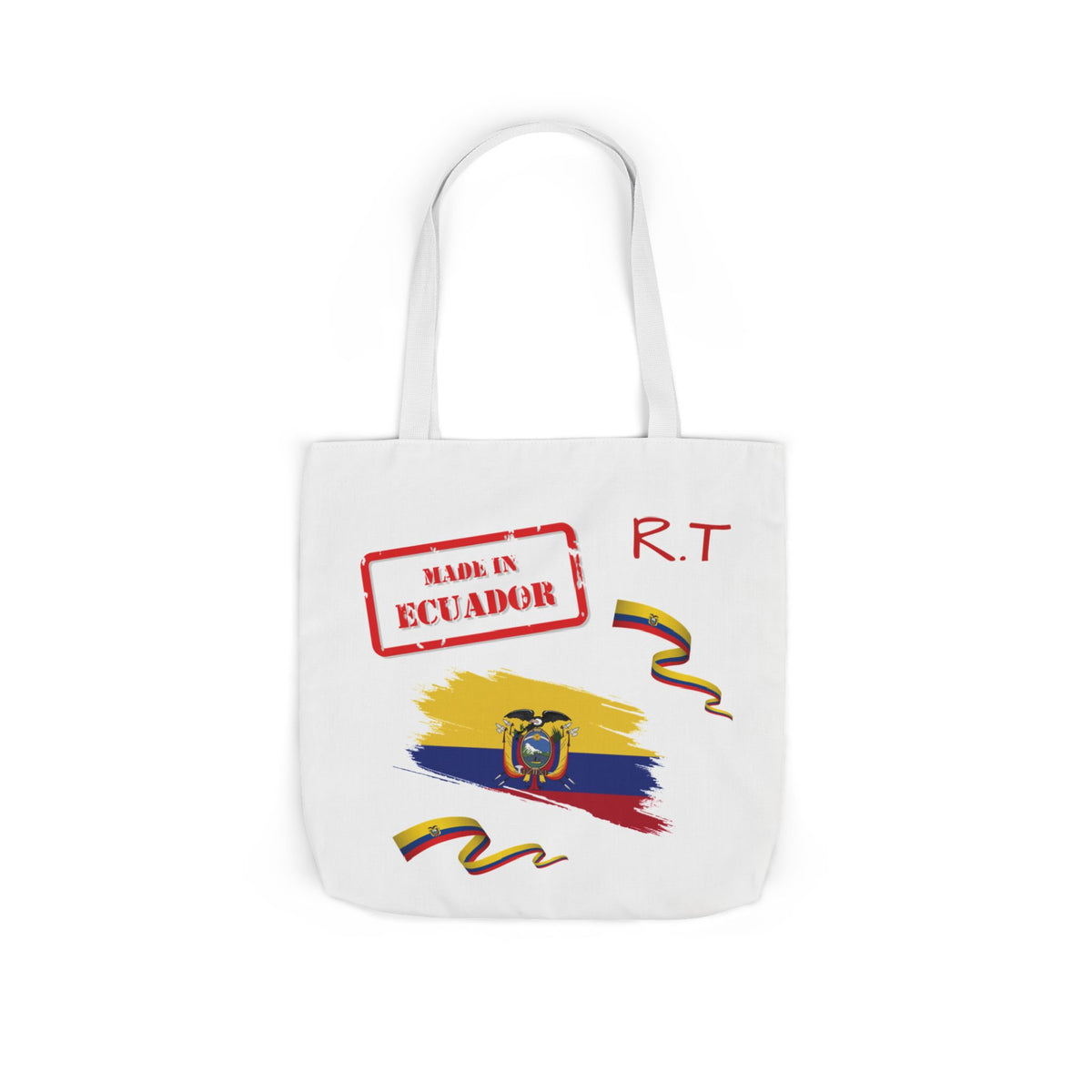 Ecuador Canvas Tote — "Te Amo" Heart Flag Design Personalized initial and D.O.B