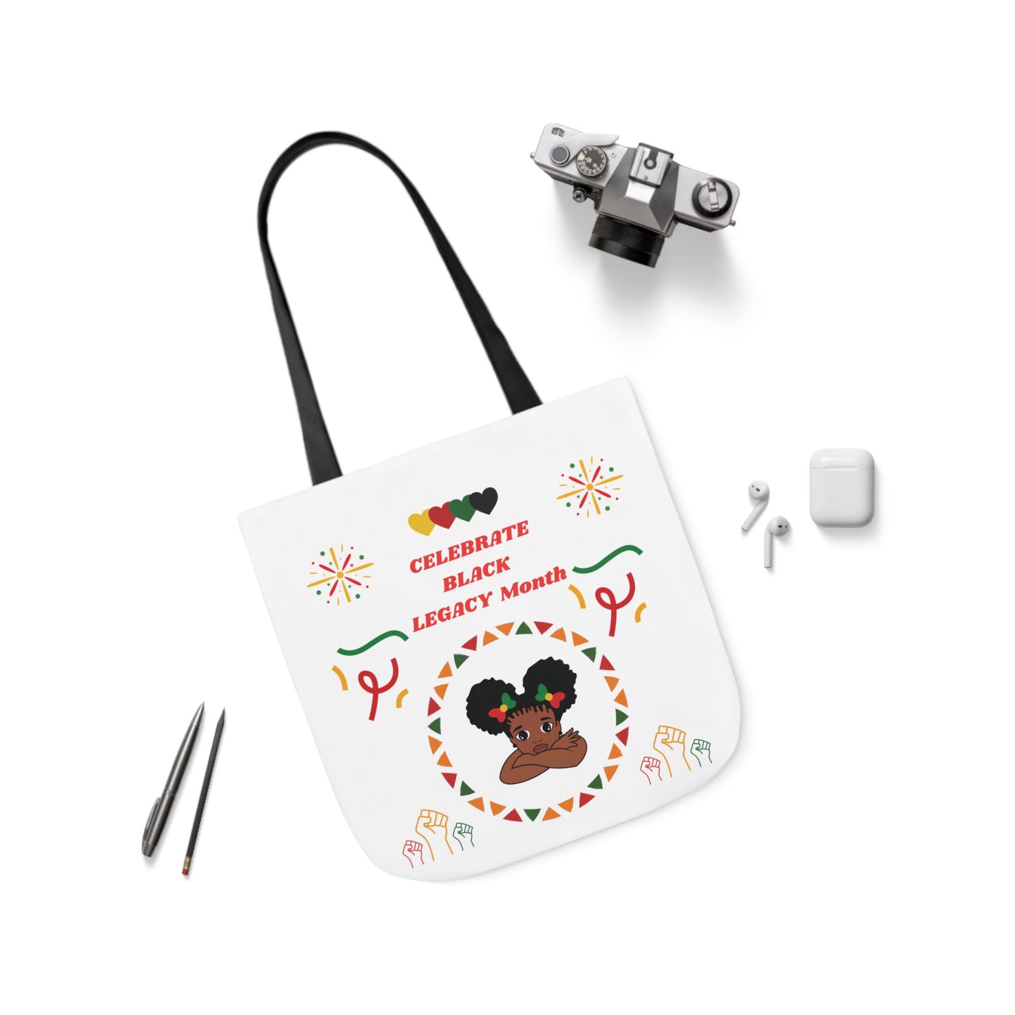 White Graphic Canvas Tote Bag