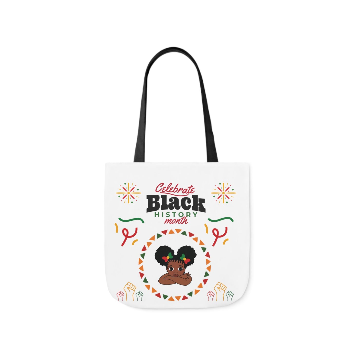 White Black History Canvas Tote Bag, 5-Color Straps