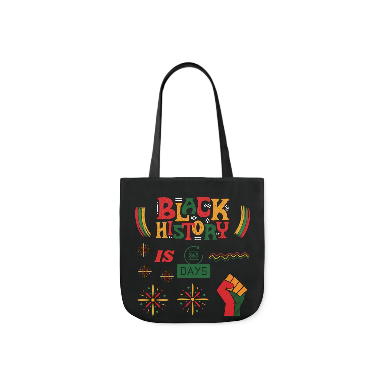 Black, Black History Graphic Design Canvas Tote Bag, 5-Color Straps