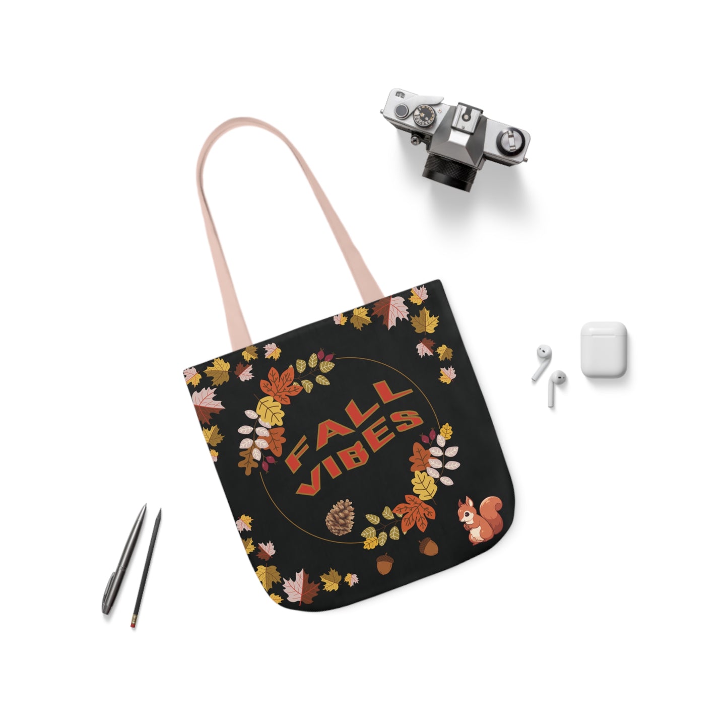 Fall Canvas Tote Bag, 5-Color Straps