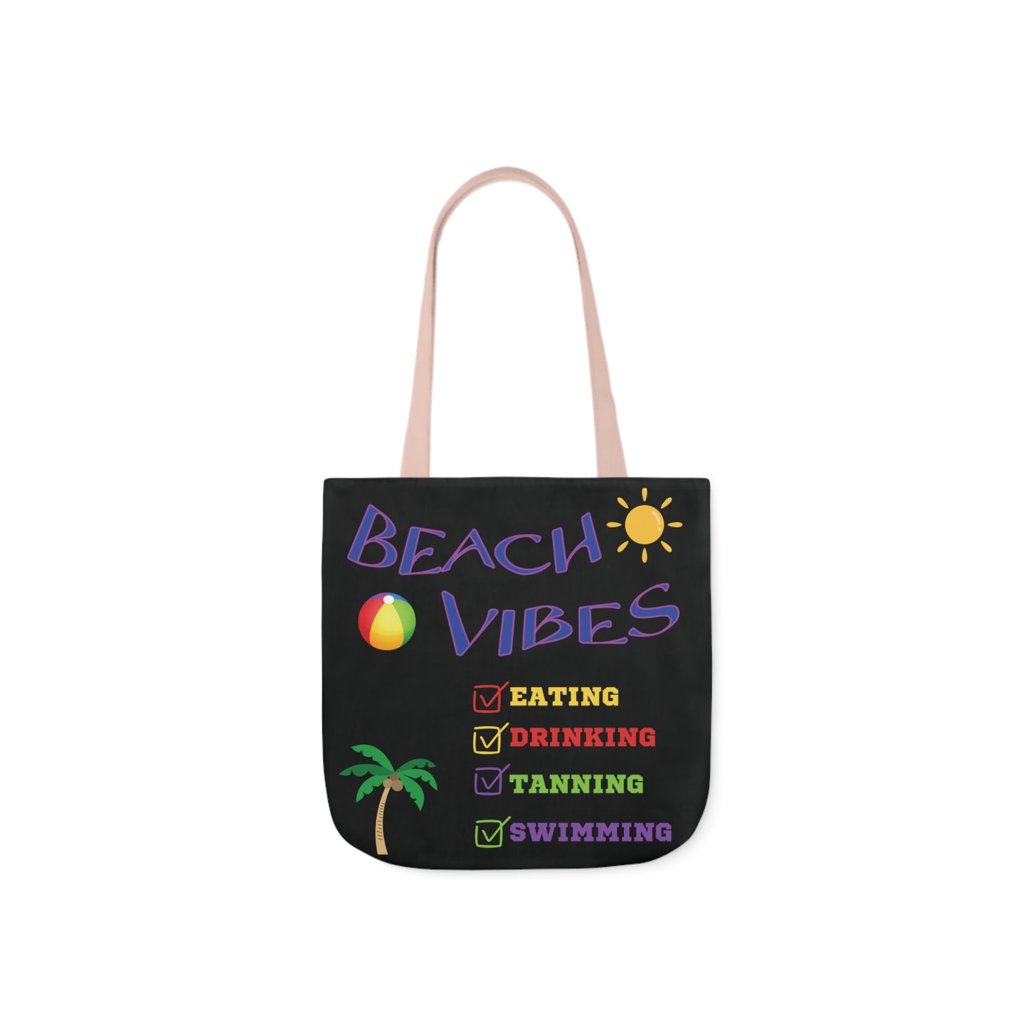 Vacation Canvas Tote Bag, 5-Color Straps