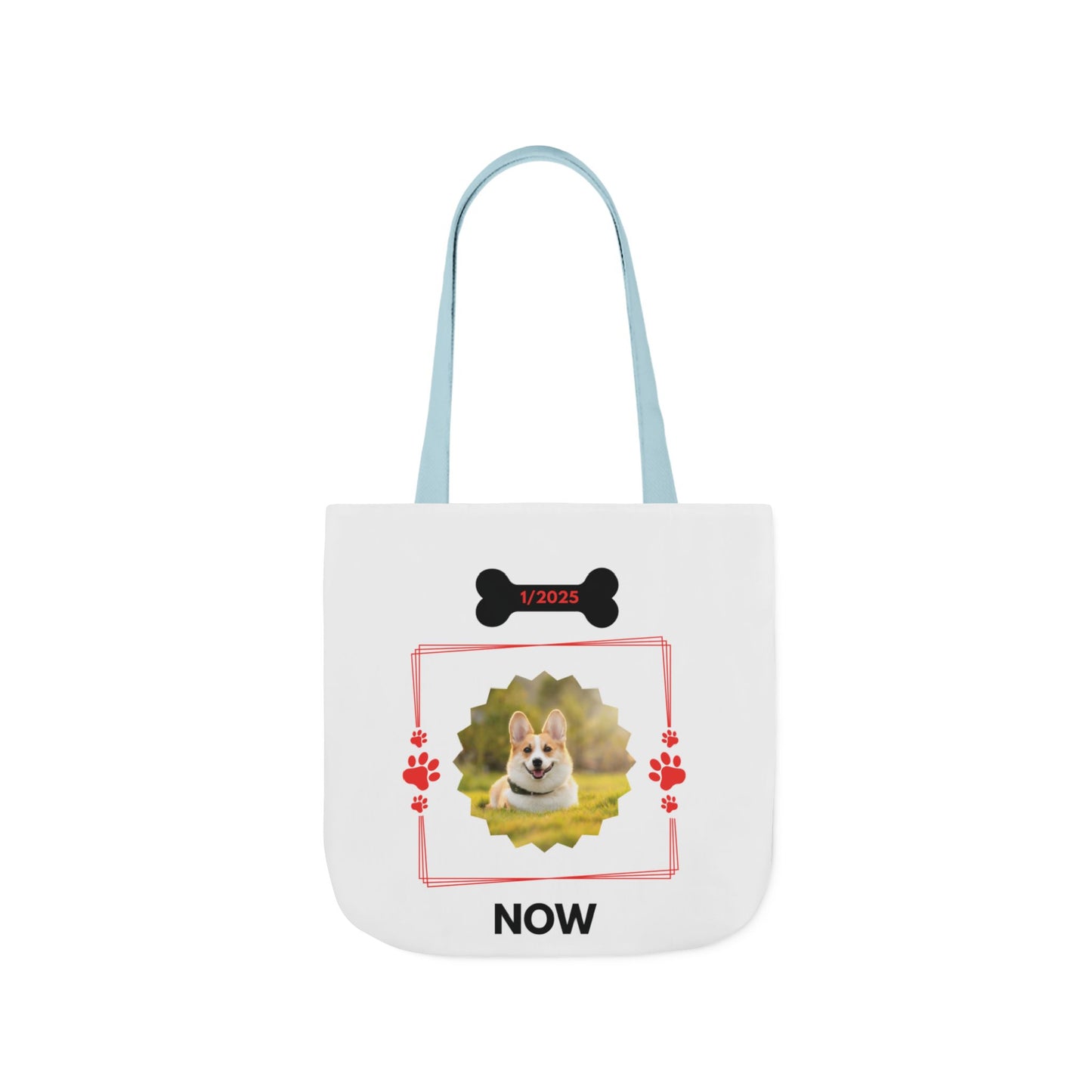Personalized Dog Before and Now Photos White Canvas Tote Bag