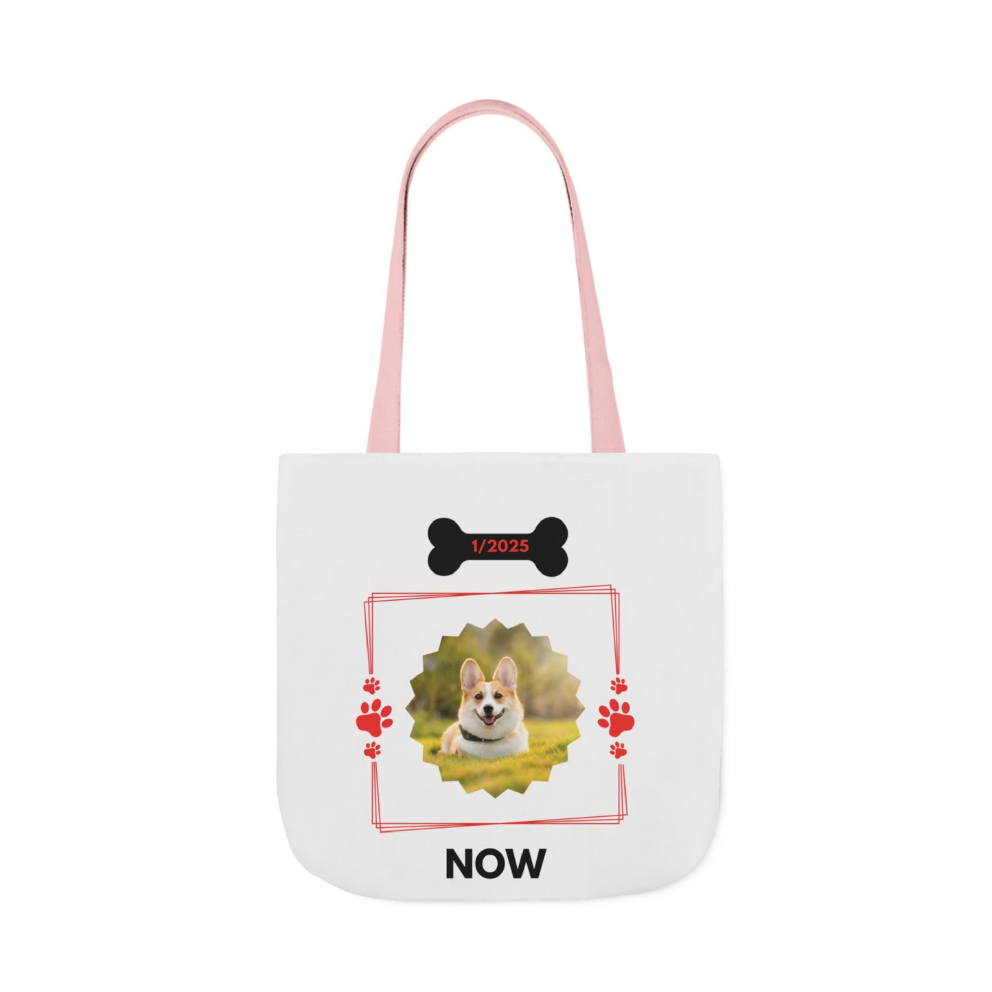 Personalized Dog Before and Now Photos White Canvas Tote Bag