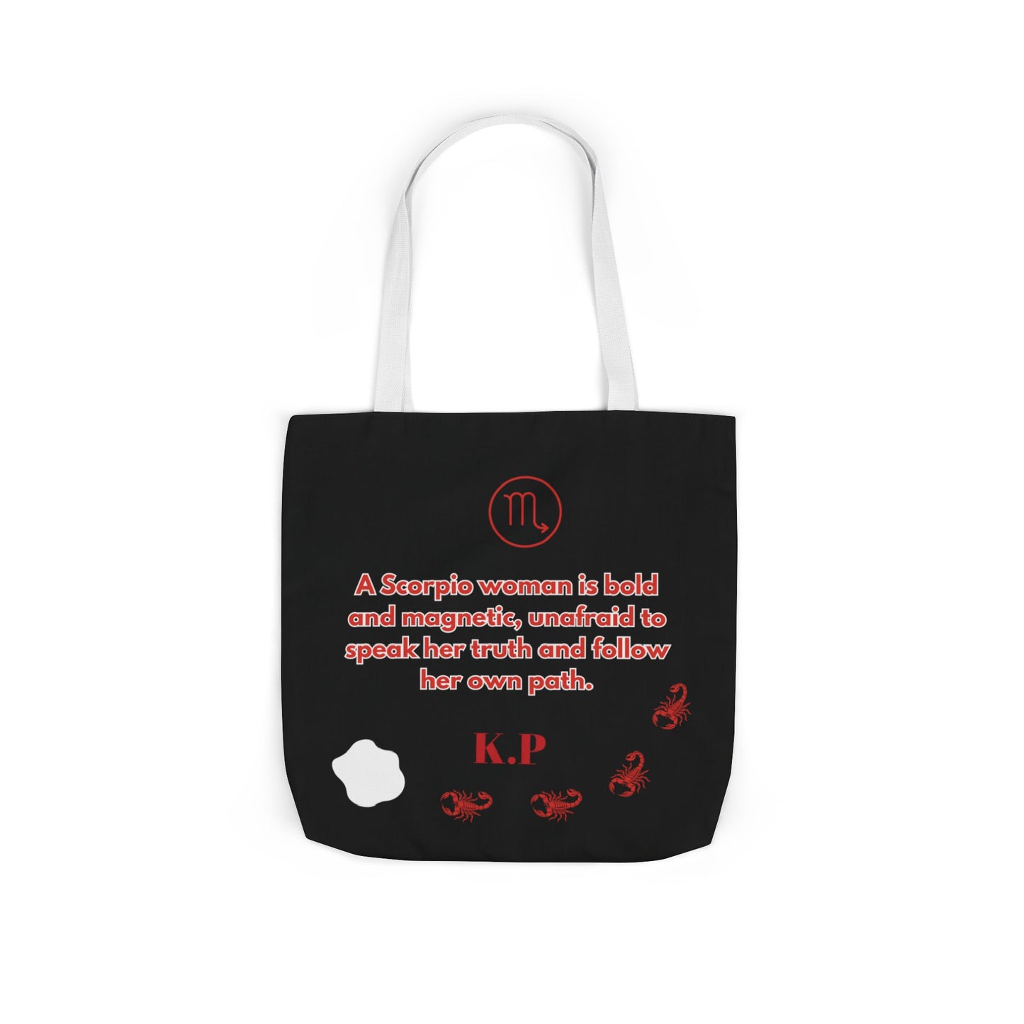 Personalized D.O.B Scorpio 1987 Tote Bag with initials in back — Zodiac Canvas Tote with Neon Scorpion Design