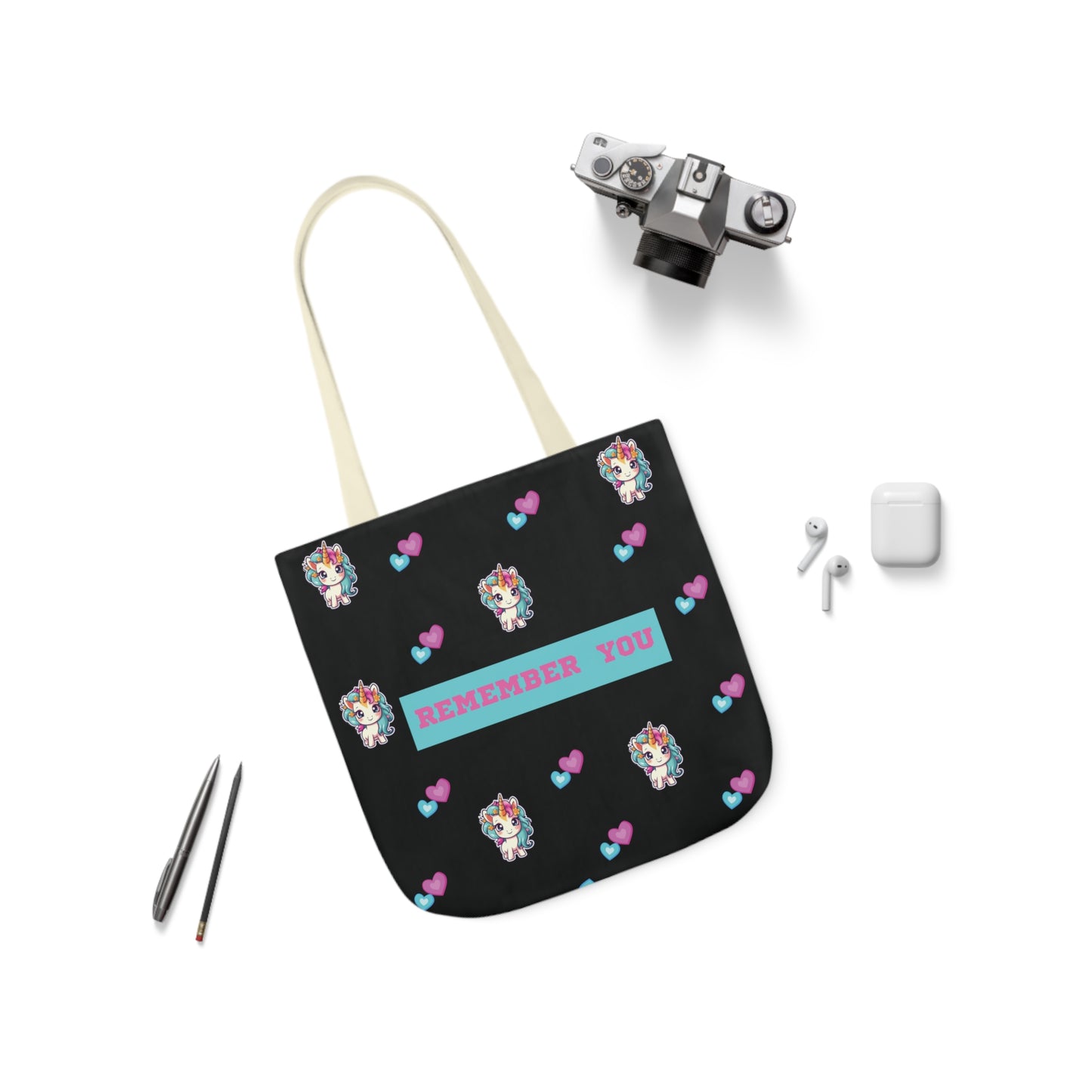 Unicorn Canvas Tote Bag, 5-Color Straps