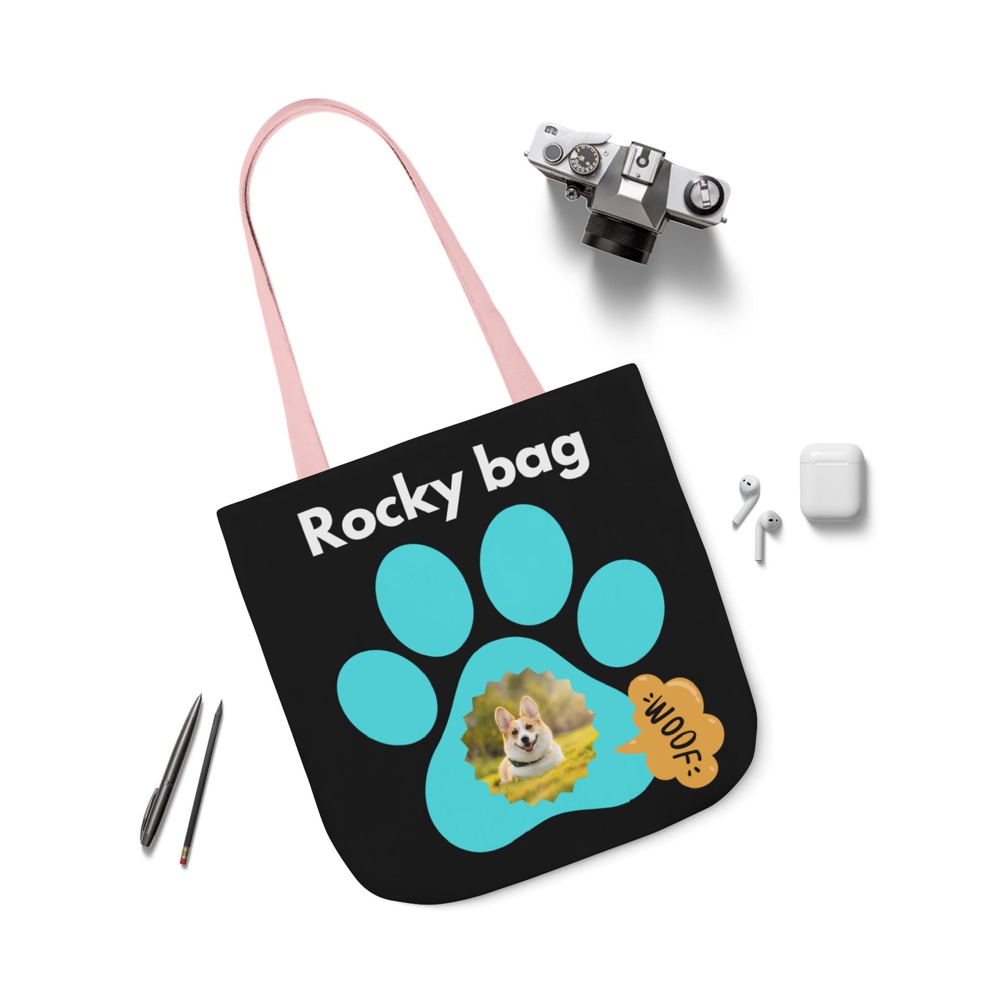 Black Personalized Dog lovers Tote Bag