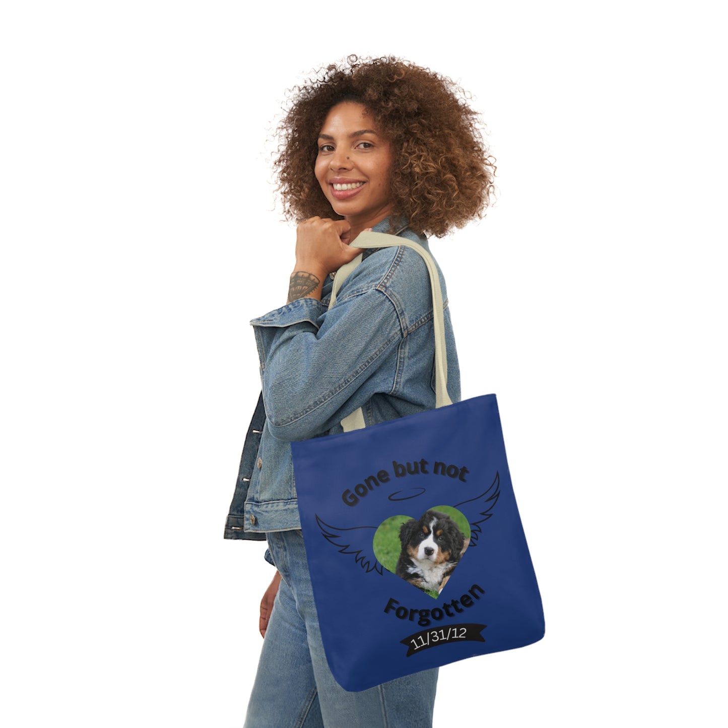 Blue Personalized Dog Memorial Tote Bag