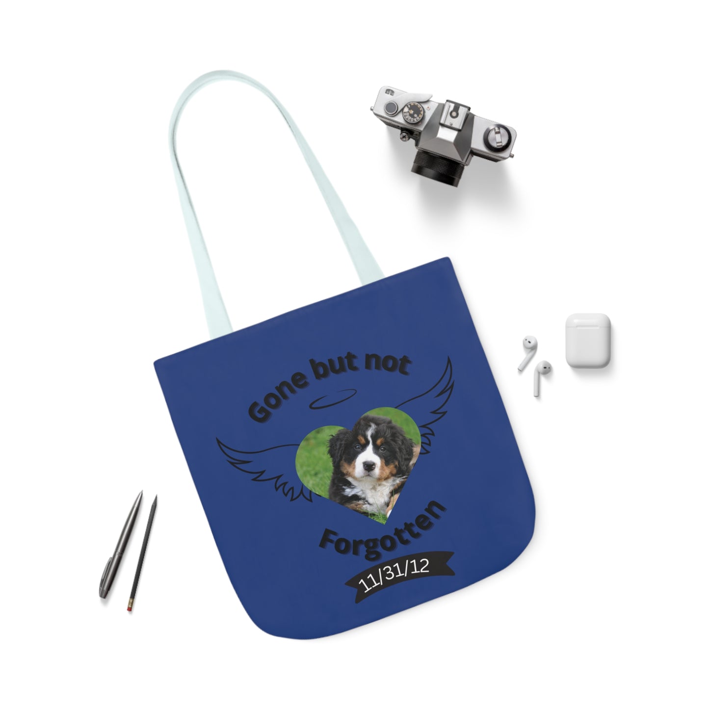 Blue Personalized Dog Memorial Tote Bag