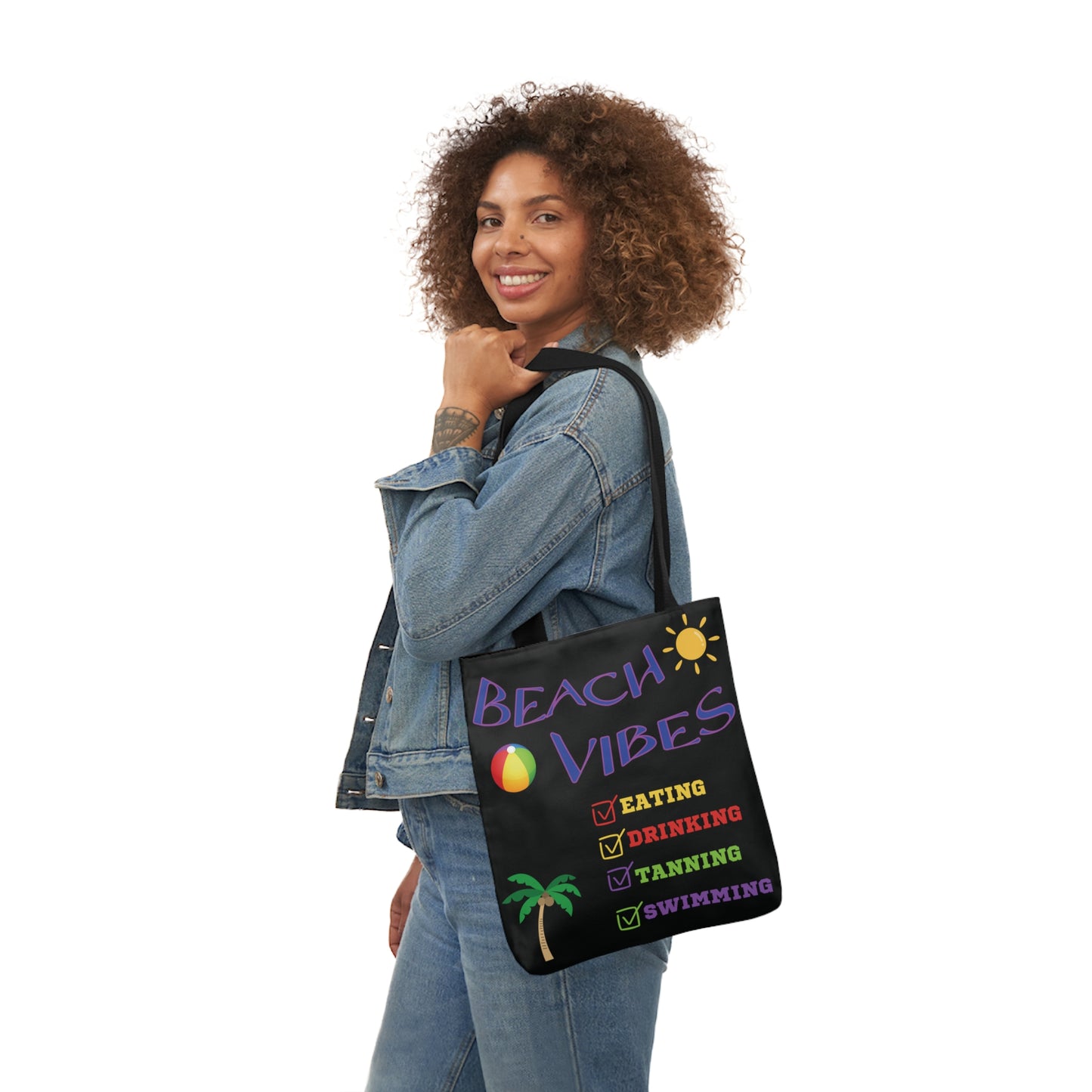 Vacation Canvas Tote Bag, 5-Color Straps