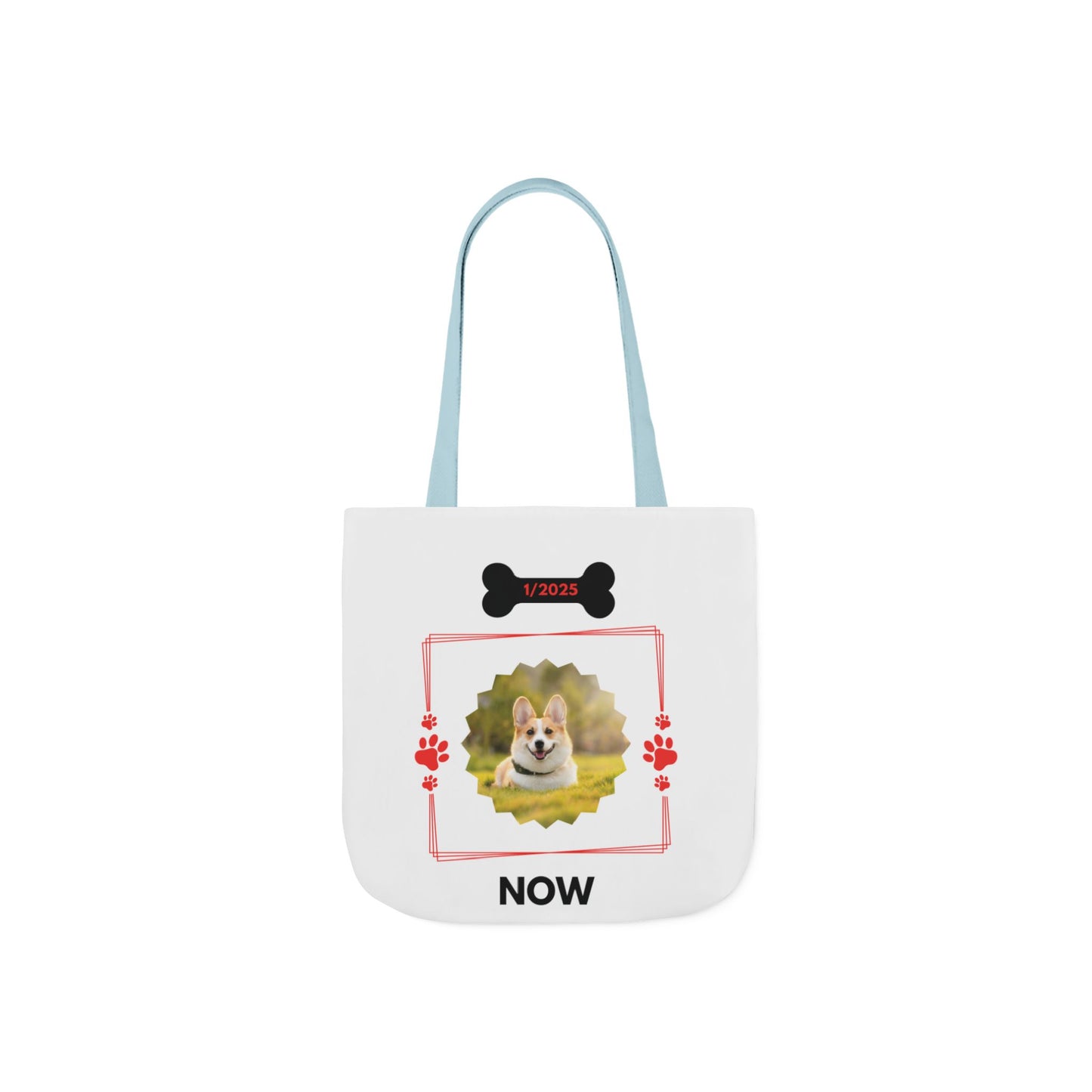 Personalized Dog Before and Now Photos White Canvas Tote Bag