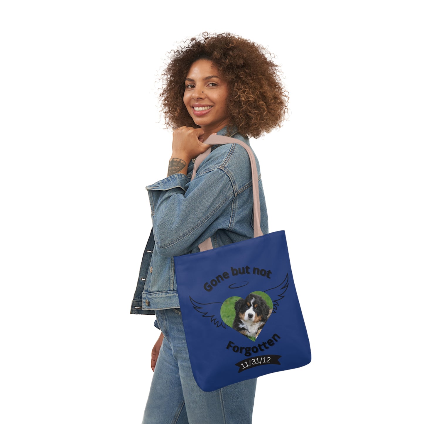 Blue Personalized Dog Memorial Tote Bag