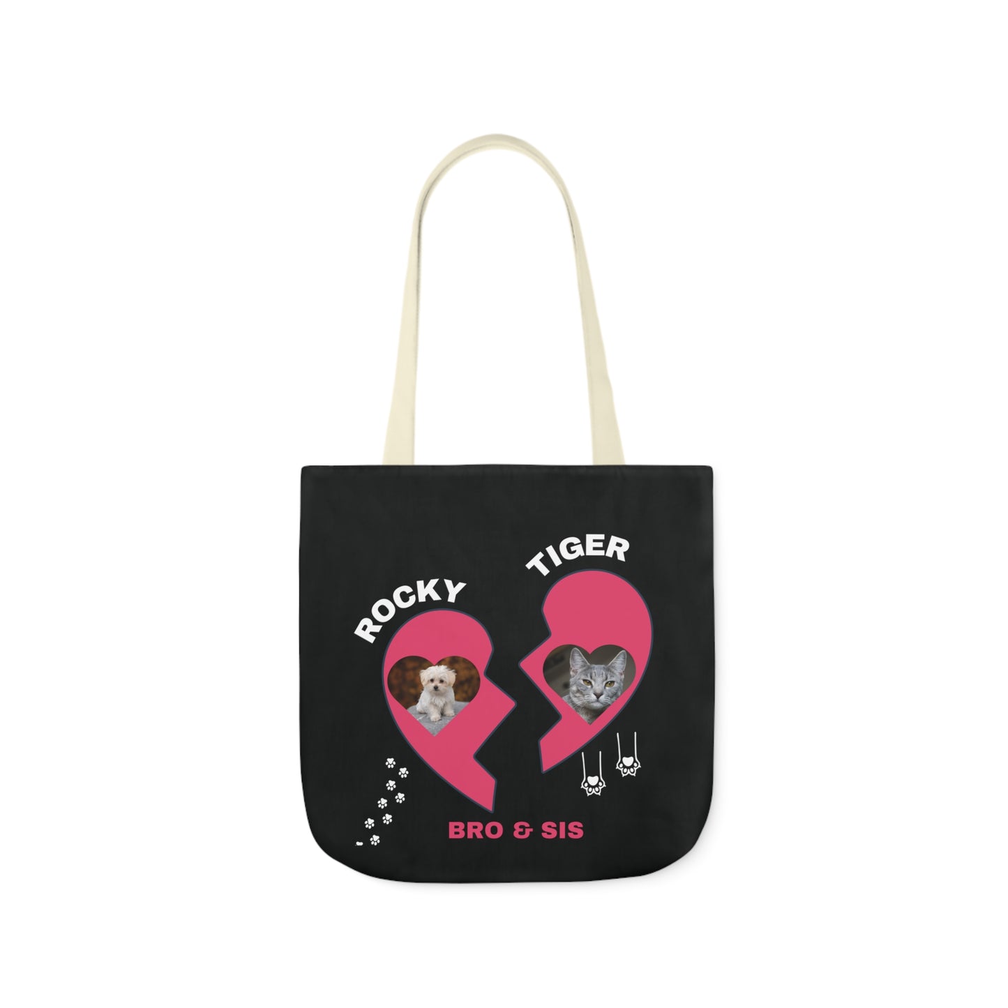 Canvas Tote Bag, Personalized Cat and Dog Design