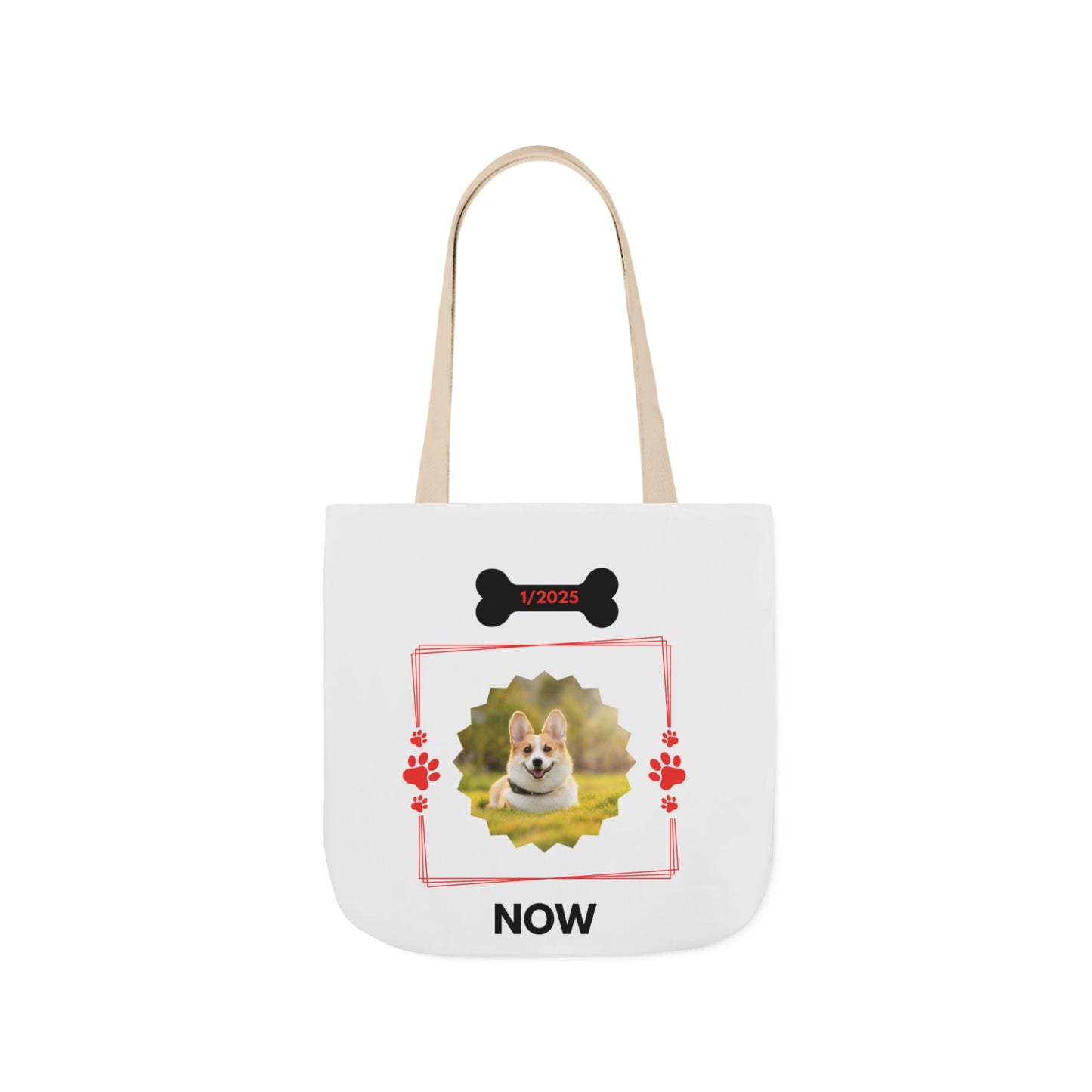 Personalized Dog Before and Now Photos White Canvas Tote Bag