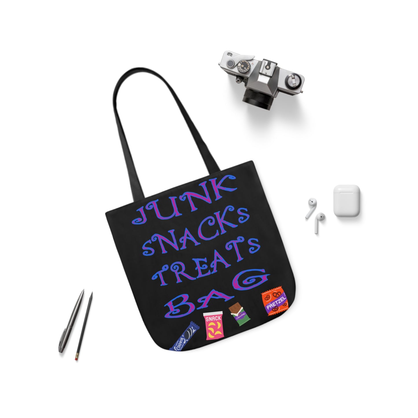 Snack Canvas Tote Bag, 5-Color Straps