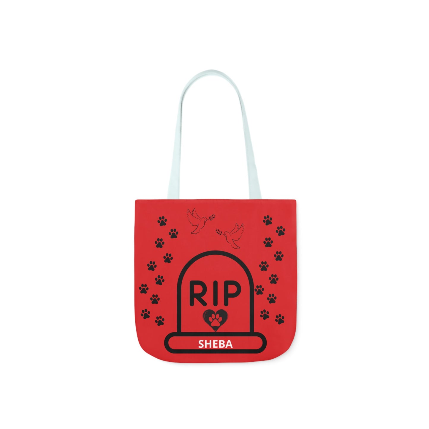 Red and Black Personalized Dog Memorial Canvas Tote Bag