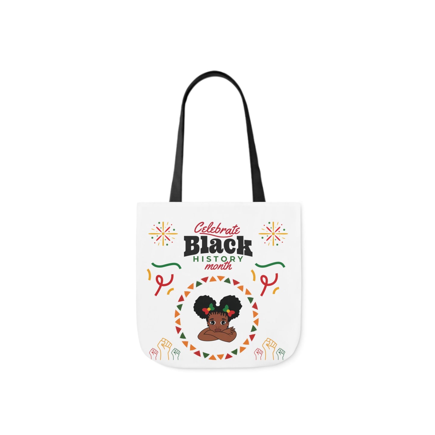 White Black History Canvas Tote Bag, 5-Color Straps