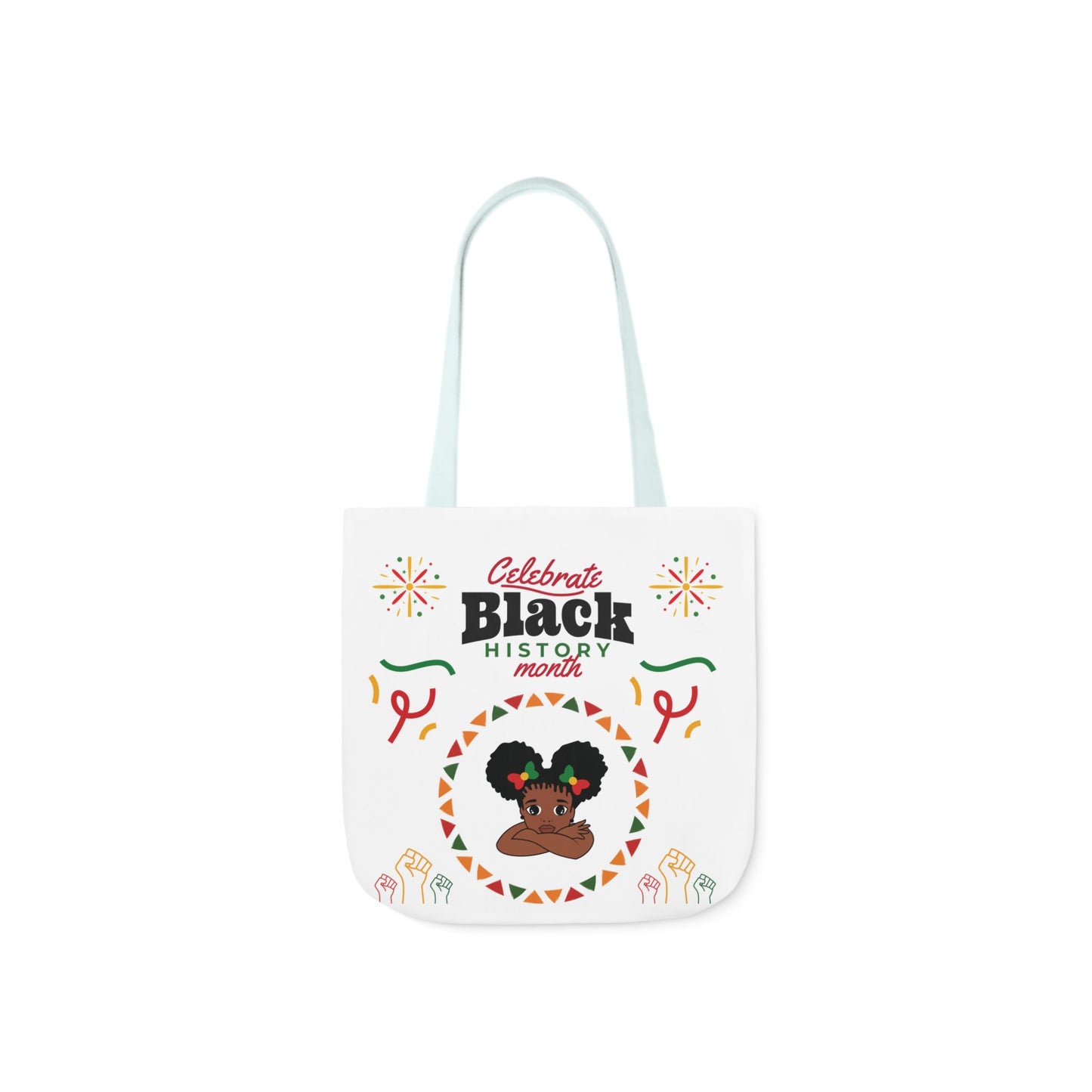 White Black History Canvas Tote Bag, 5-Color Straps