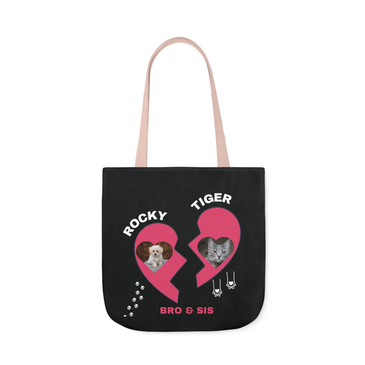 Canvas Tote Bag, Personalized Cat and Dog Design