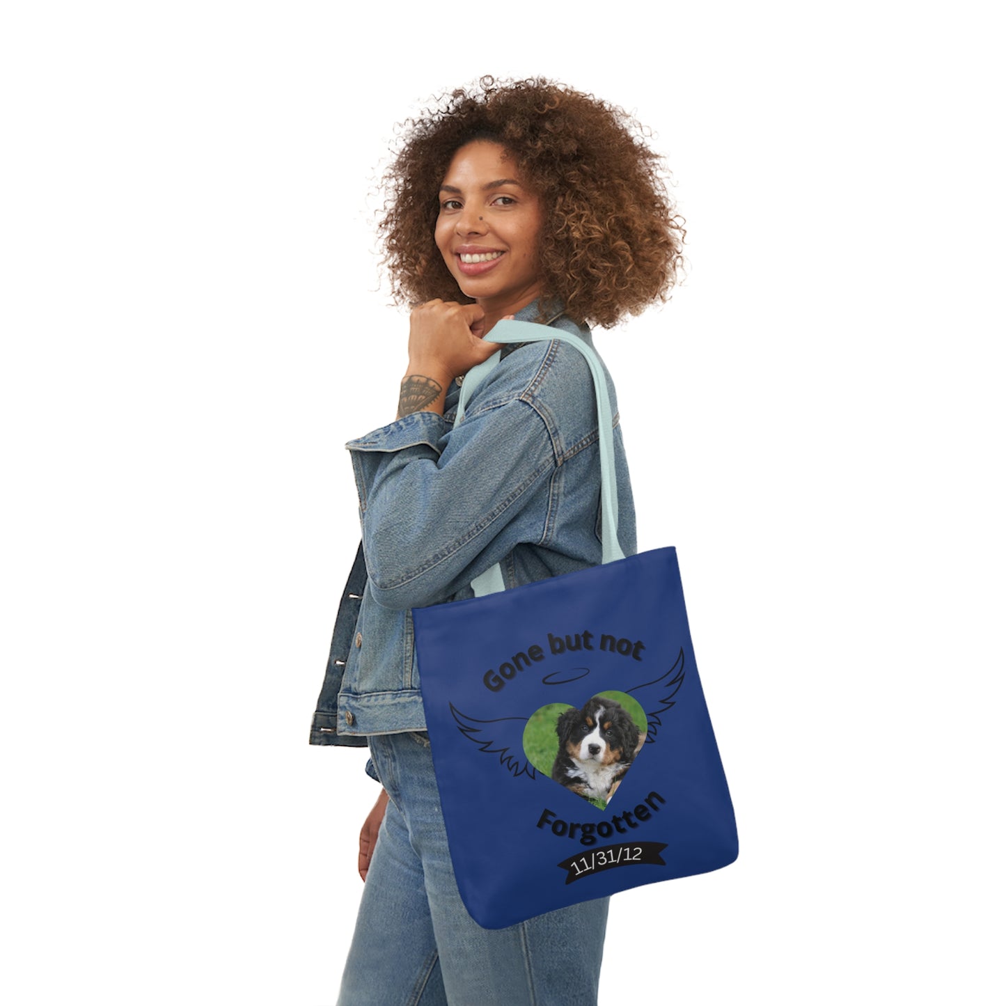 Blue Personalized Dog Memorial Tote Bag