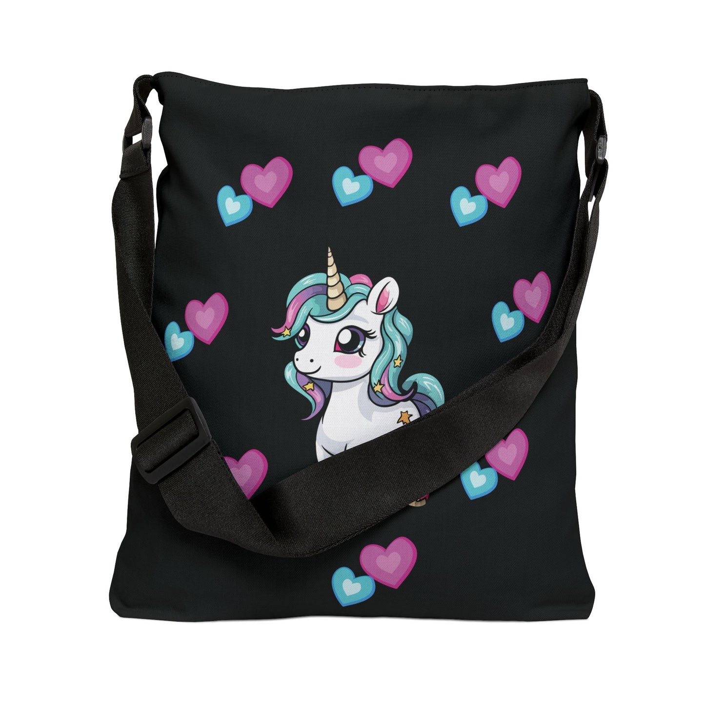 Adjustable Black unicorn theme Tote Bag (AOP)