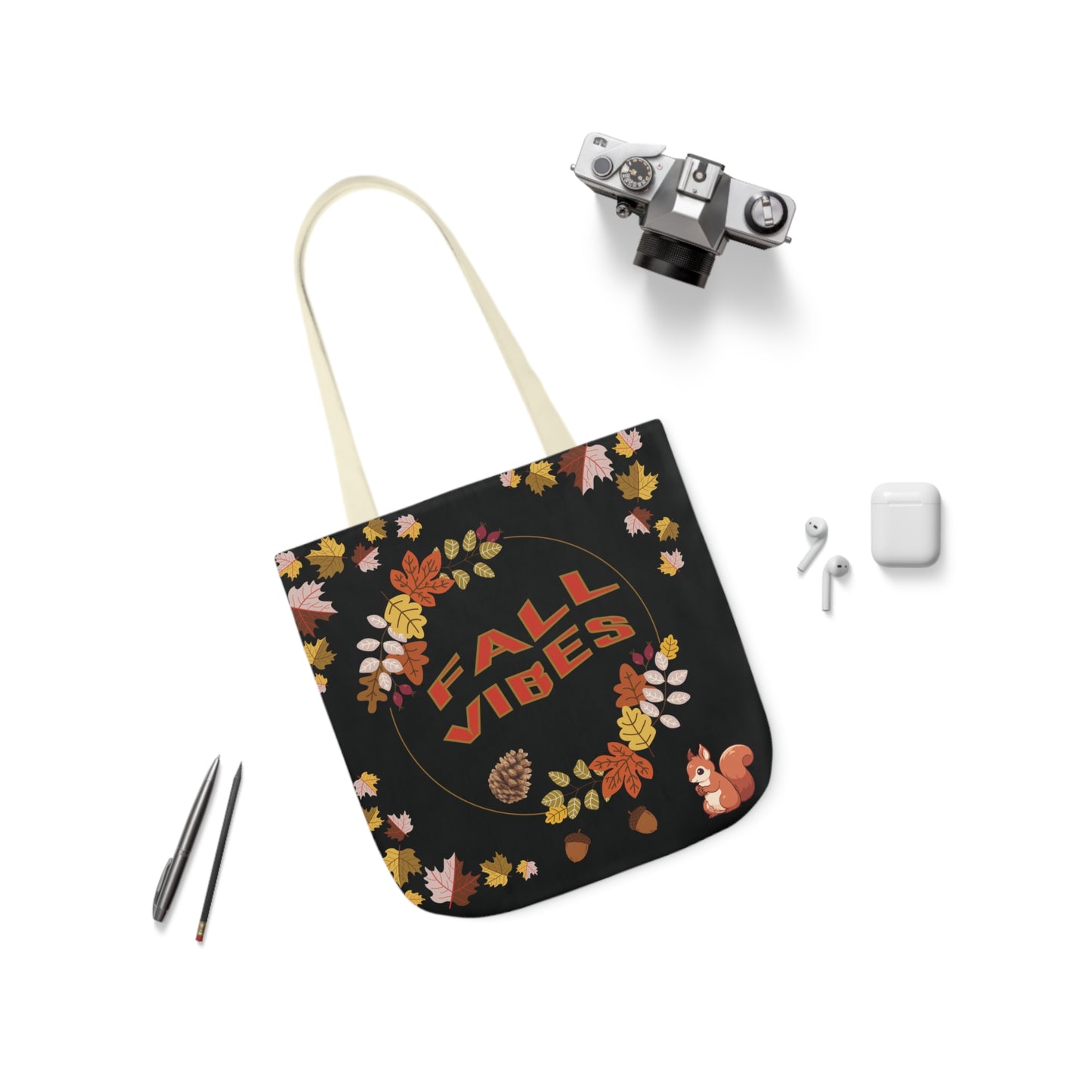 Fall Canvas Tote Bag, 5-Color Straps