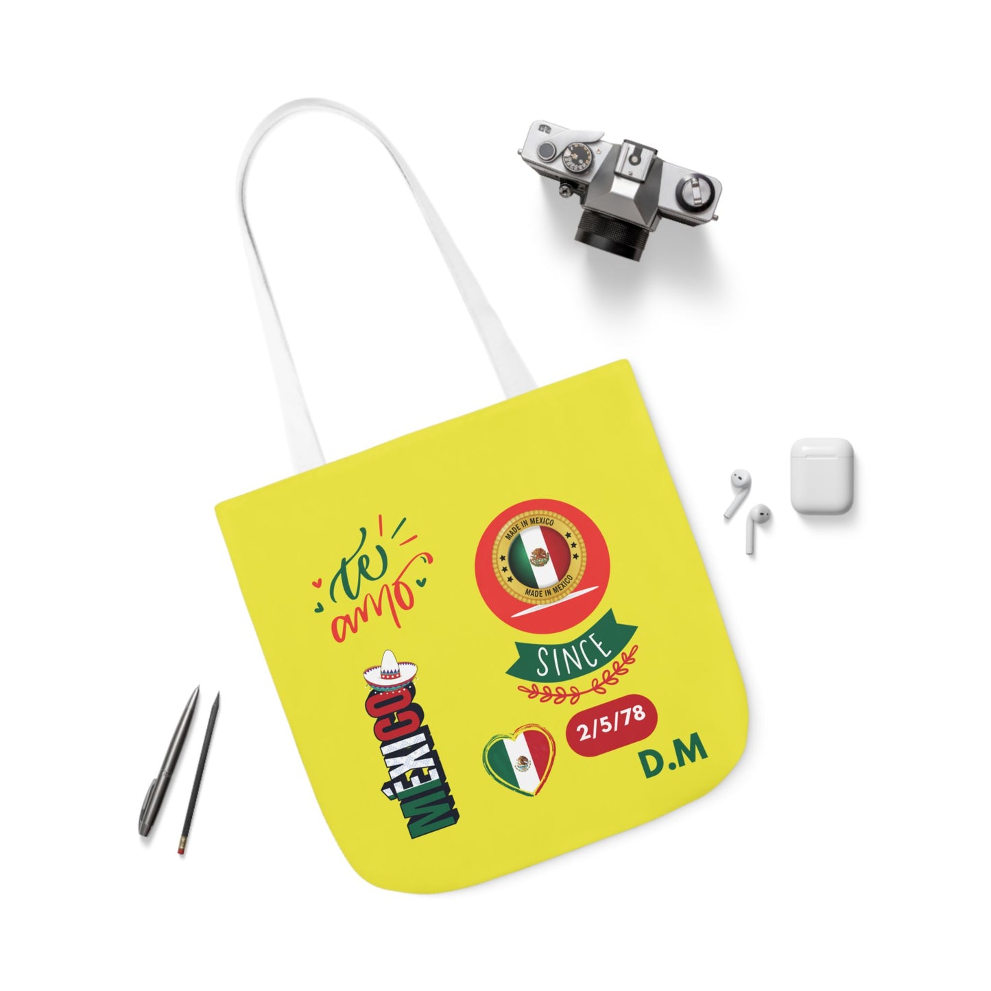 Personalized Mexican Theme Black Canvas Tote Bag