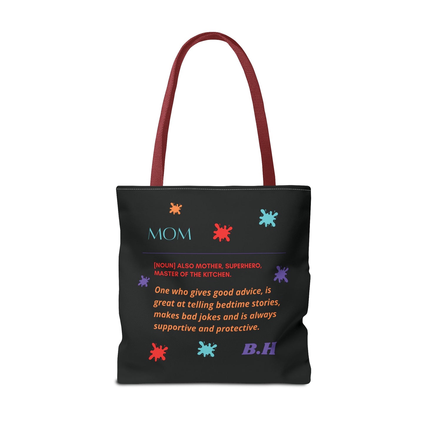 Black Graphic Canvas Tote Bag For Mom(Personalized initials)