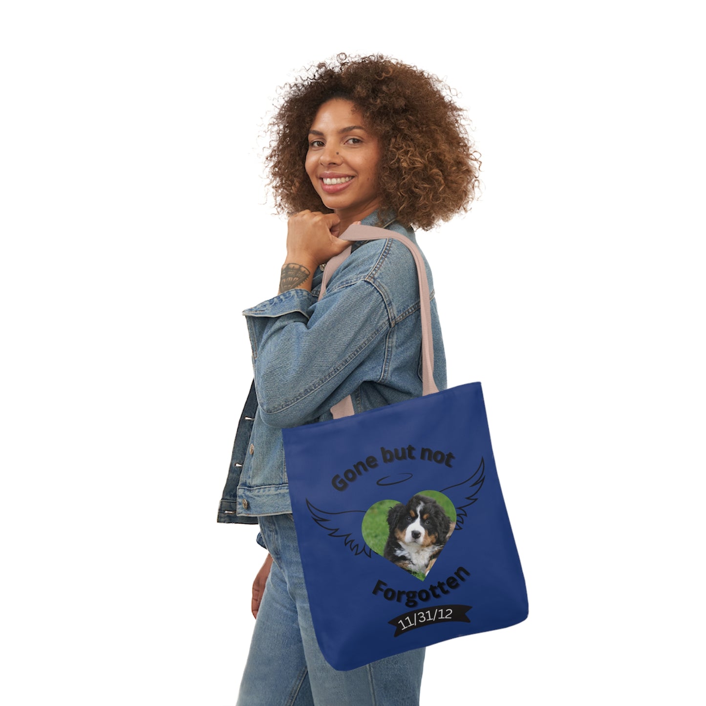 Blue Personalized Dog Memorial Tote Bag