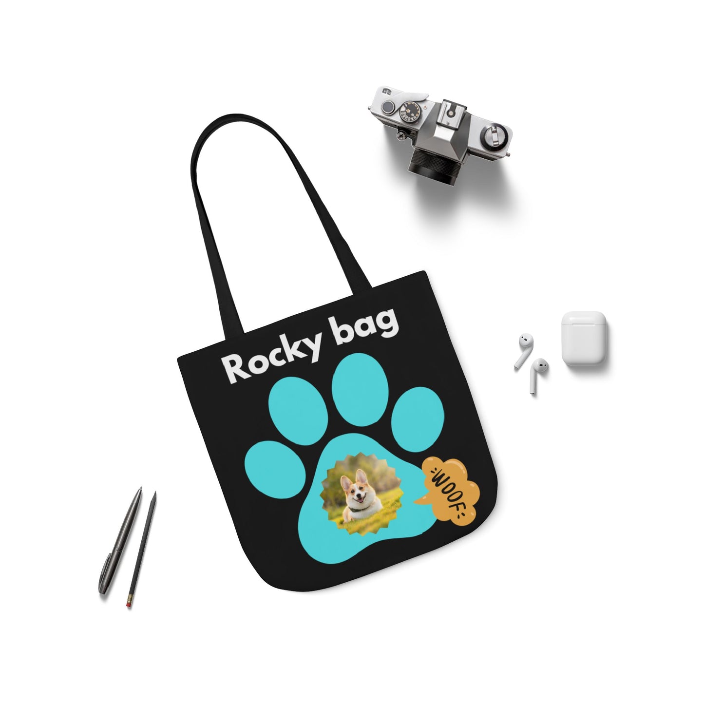Black Personalized Dog lovers Tote Bag