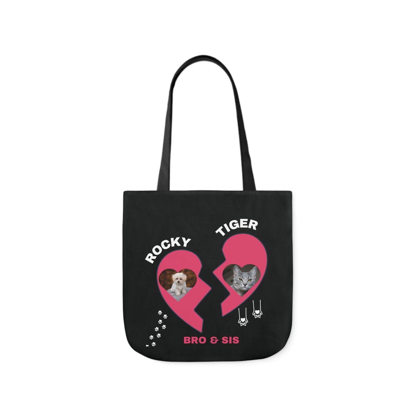 Canvas Tote Bag, Personalized Cat and Dog Design
