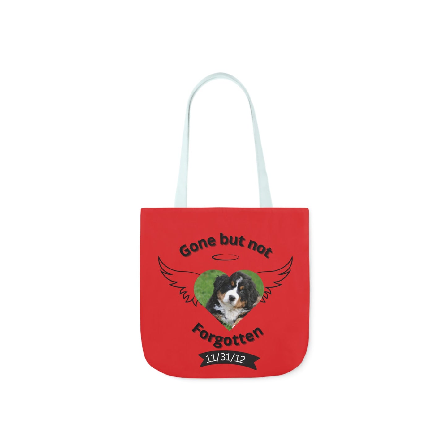 Red and Black Personalized Dog Memorial Canvas Tote Bag