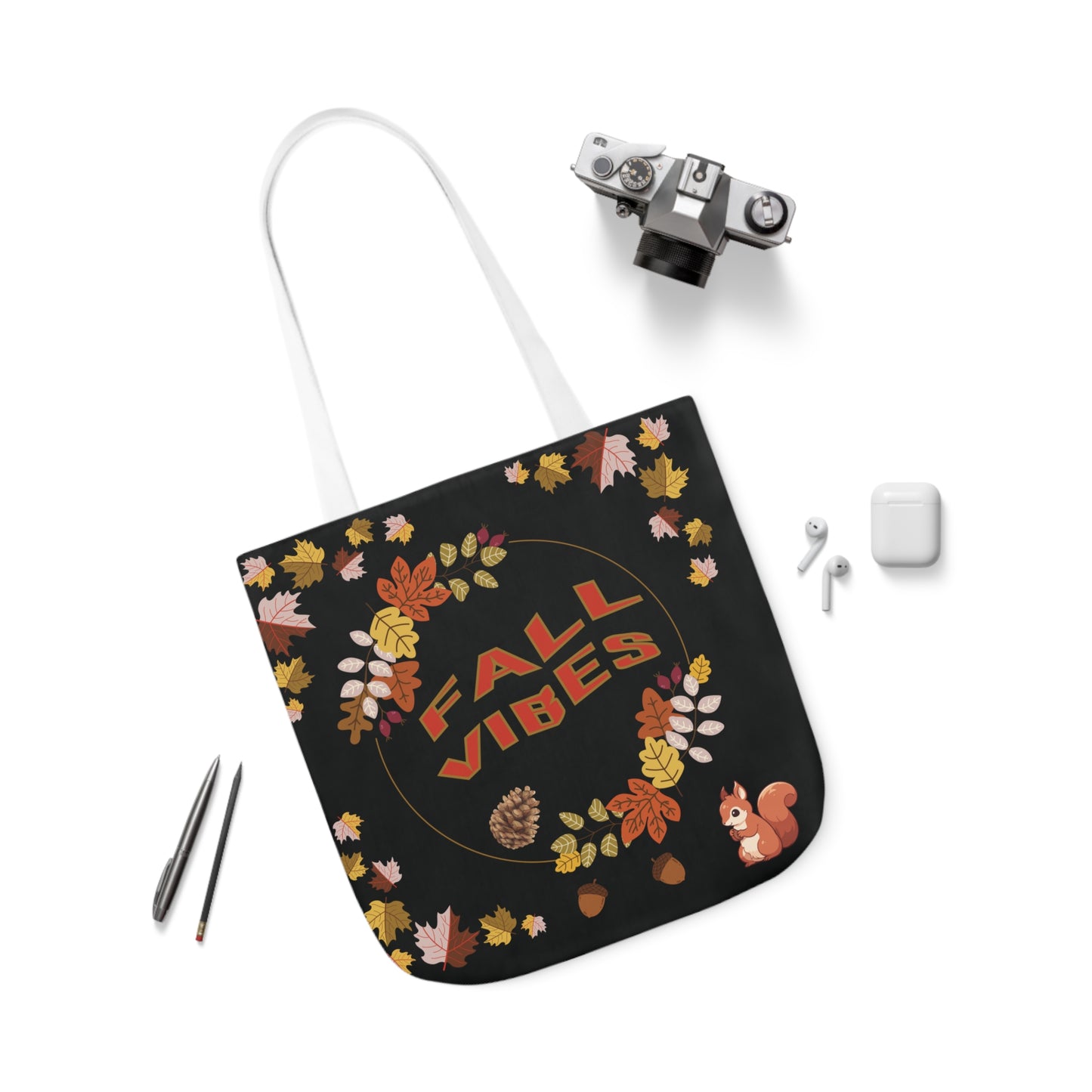 Fall Canvas Tote Bag, 5-Color Straps