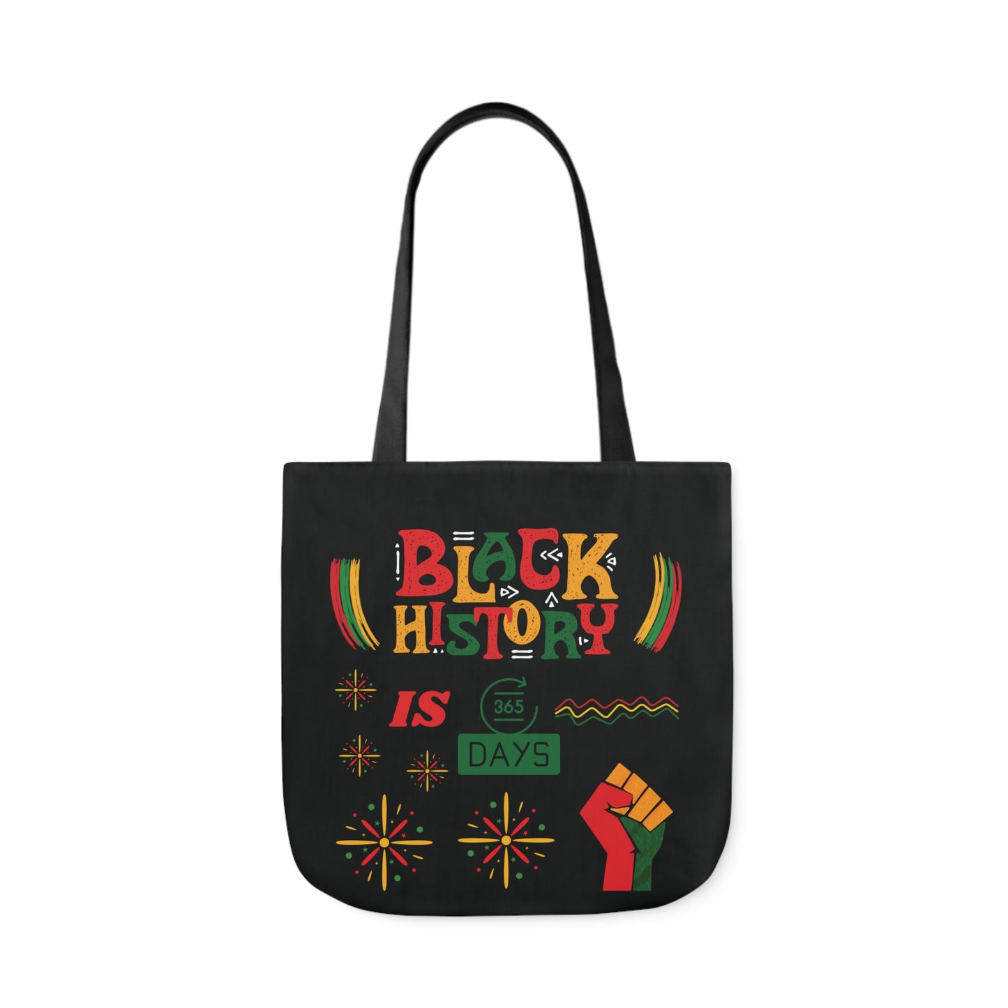 Black, Black History Graphic Design Canvas Tote Bag, 5-Color Straps